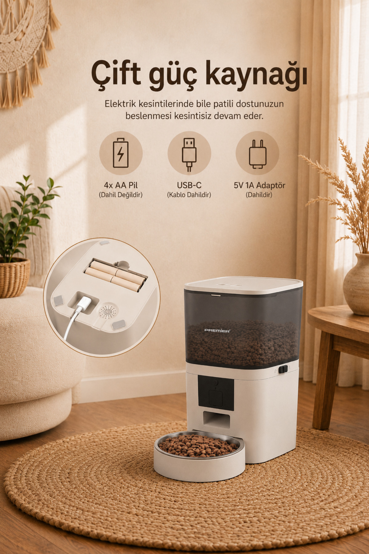 ظرف غذادهی خودکار هوشمند پریمیر Premier Petmate Smart، ۶ لیتری، مدل PPF 1003، کرم