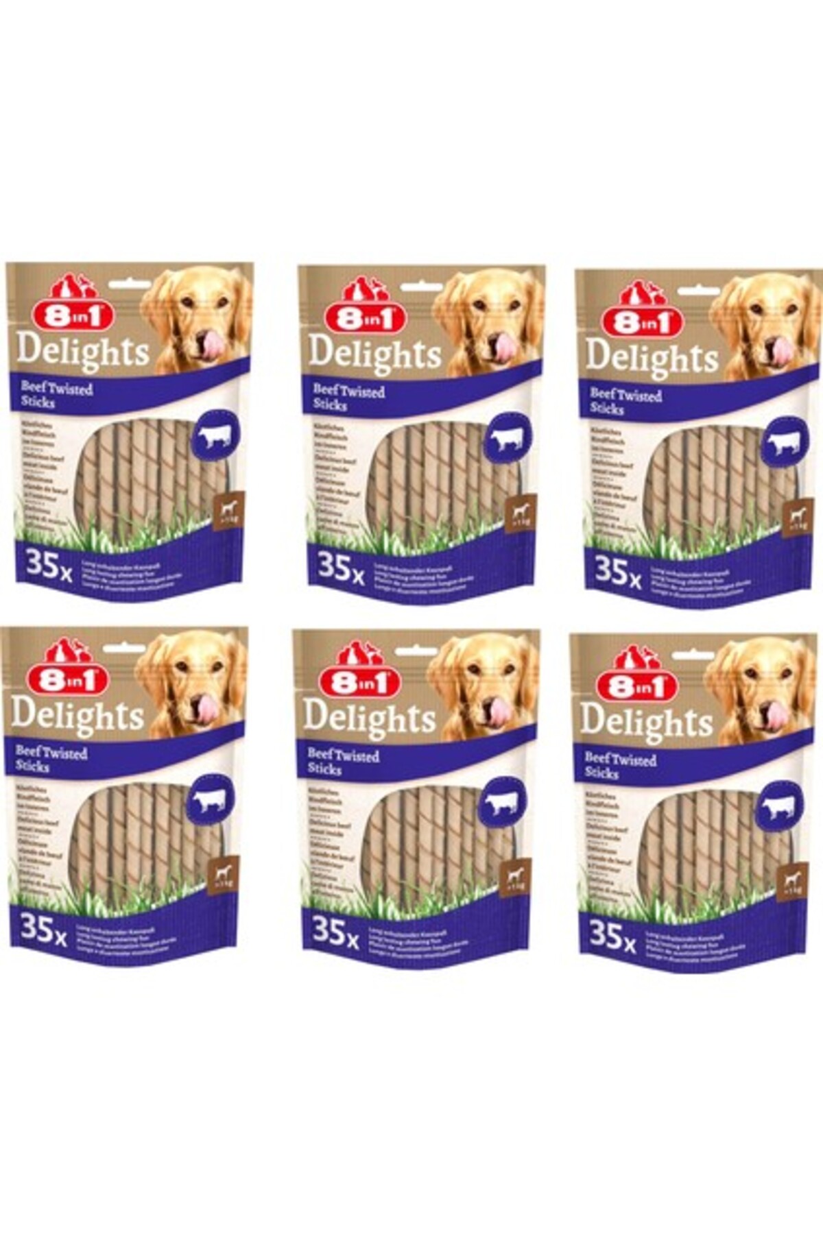 تشویقی سگ ۸در۱ 8in1 سری Delights، استیک پیچ‌خورده با طعم گوشت گاو، ۶ بسته