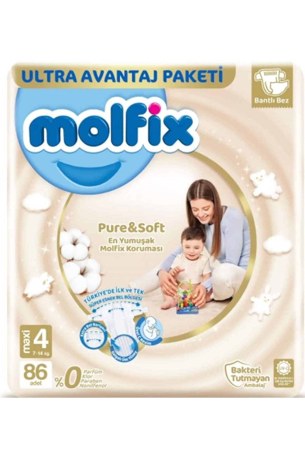 پوشک بچه PURE &amp; SOFT MAXI 4 شماره 86 عدد اورجینال Molfix