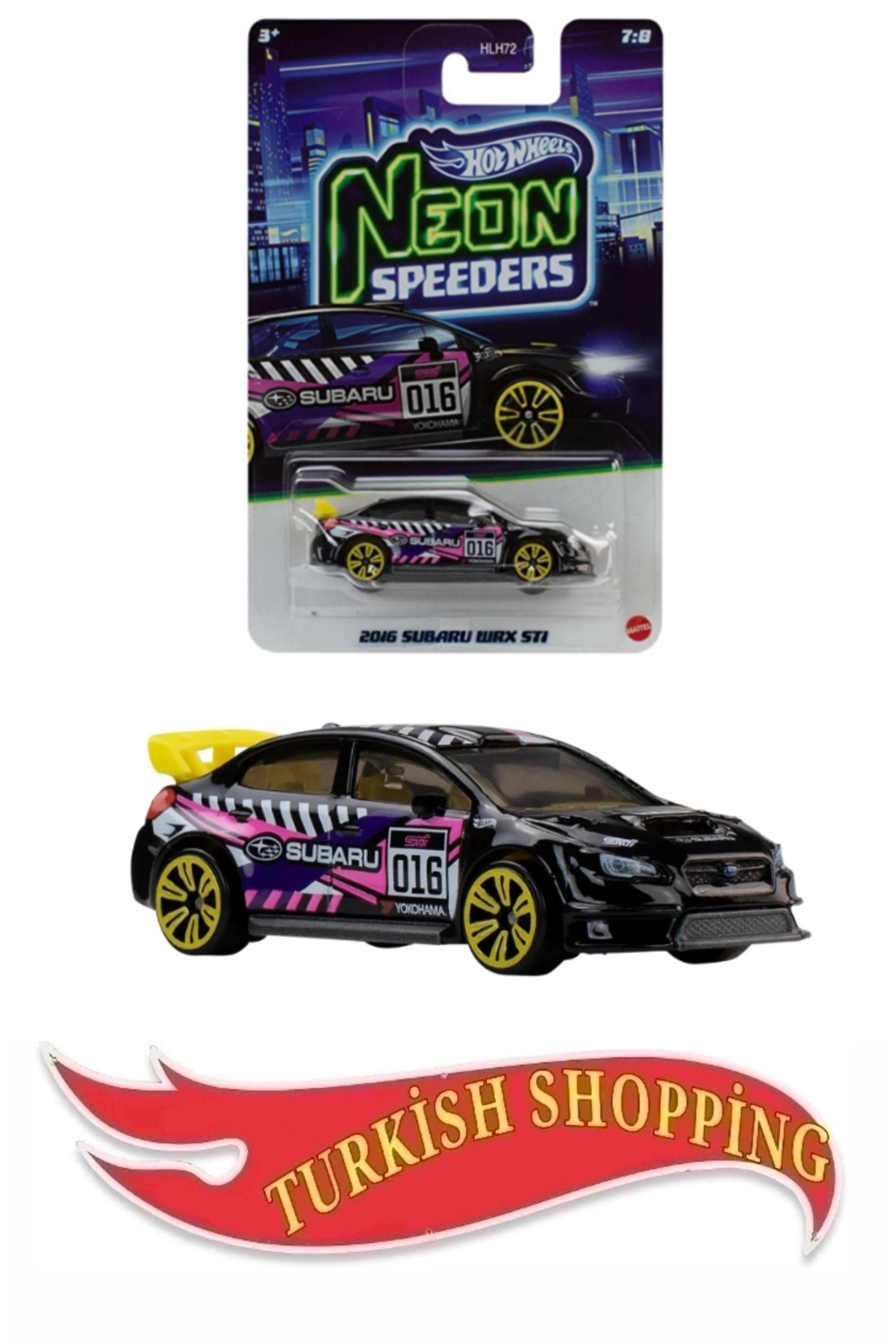 ماشین اسباب‌بازی هات ویلز Hot Wheels Neon Speeders 2016 Subaru WRX STI مقیاس 1:64