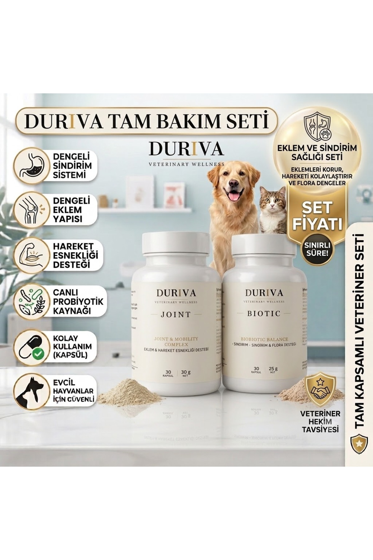 مکمل گربه و سگ دوریوا DURIVA Biotic + Joint، ۲ × ۳۰ کپسول
