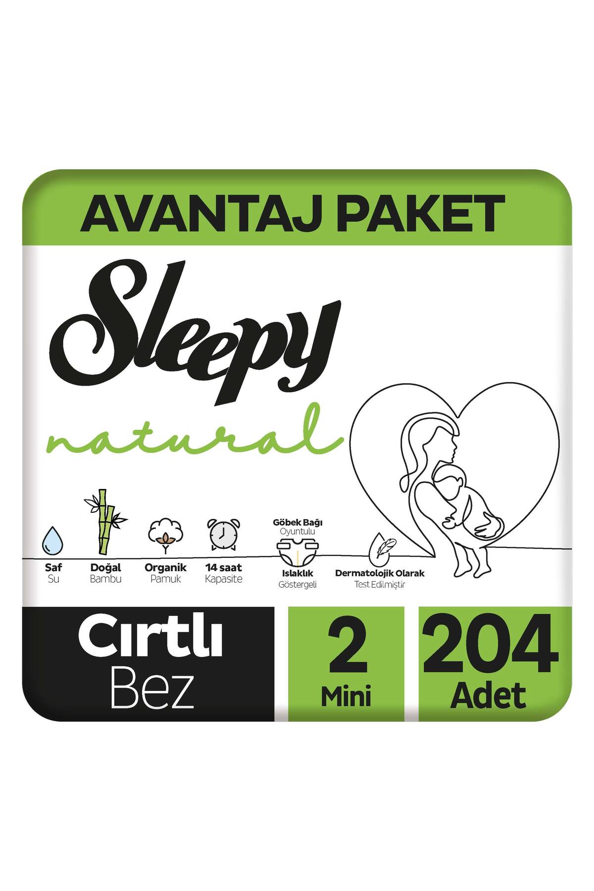پوشک بچه بسته بندی طبیعی سایز 2 مینی 204 عددی اورجینال Sleepy