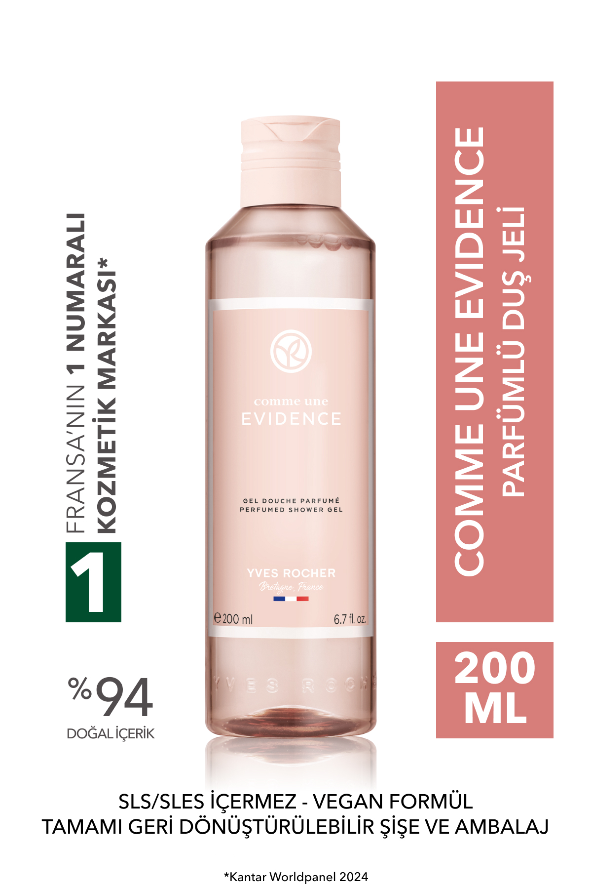 Yves Rocher شوینده و کرم حمام عطردار Comme UNE EVİNCE 200 میلی لیتر