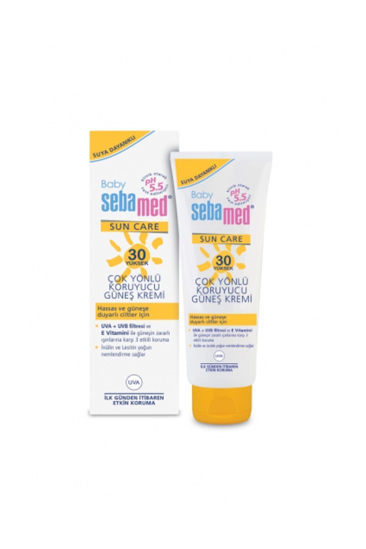 کرم ضد آفتاب صورت پسرانه و دخترانه بچگانه SUN 30 SPF BABY 75 میل Sebamed