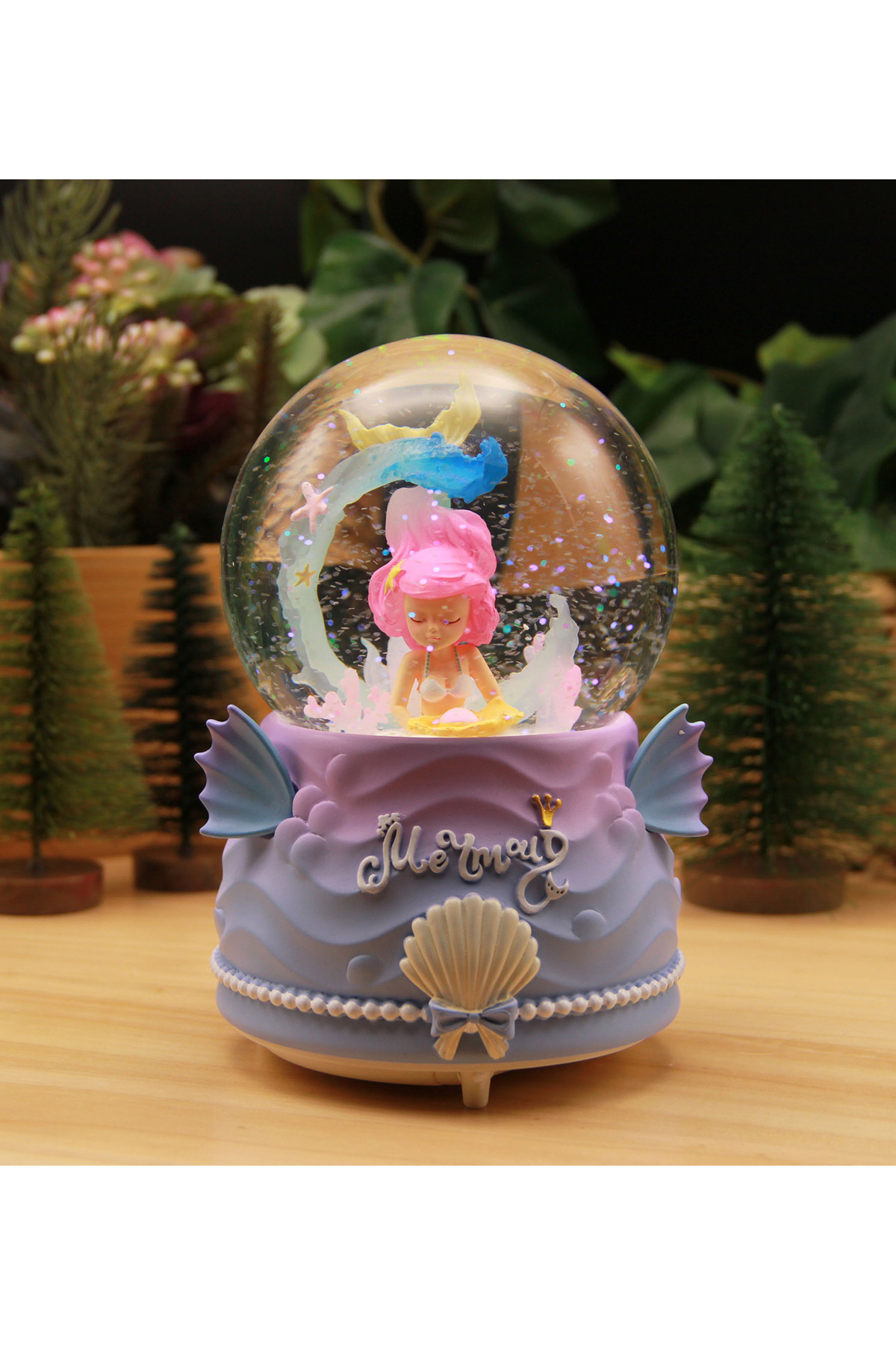گوی برفی MERMAID SNOW GLOBE با اندازه مگا موتور چراغ و موسیقی از ترکیه HEDİYEBİZİZ