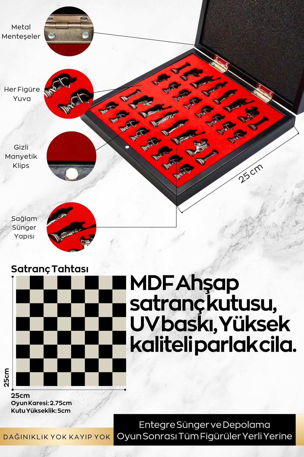 شطرنج ست فلزی برنز هدیه شخصی جعبه دار | 25 سانتی متر مرمر طرح اسطوره ای کماندار رومی Cooper Chess