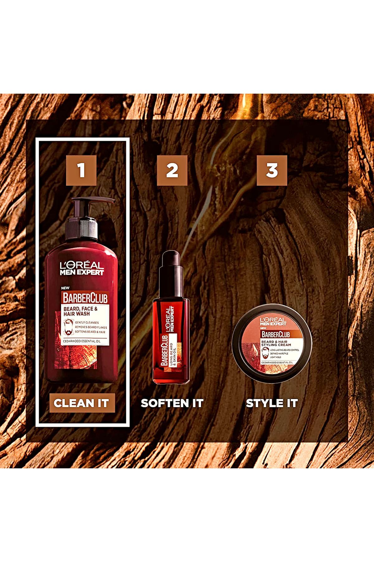 پاک کننده صورت کلوپ باربر 3 در 1 ریش و مو ژل شستشو 200 میل L'Oreal Paris Men Expert