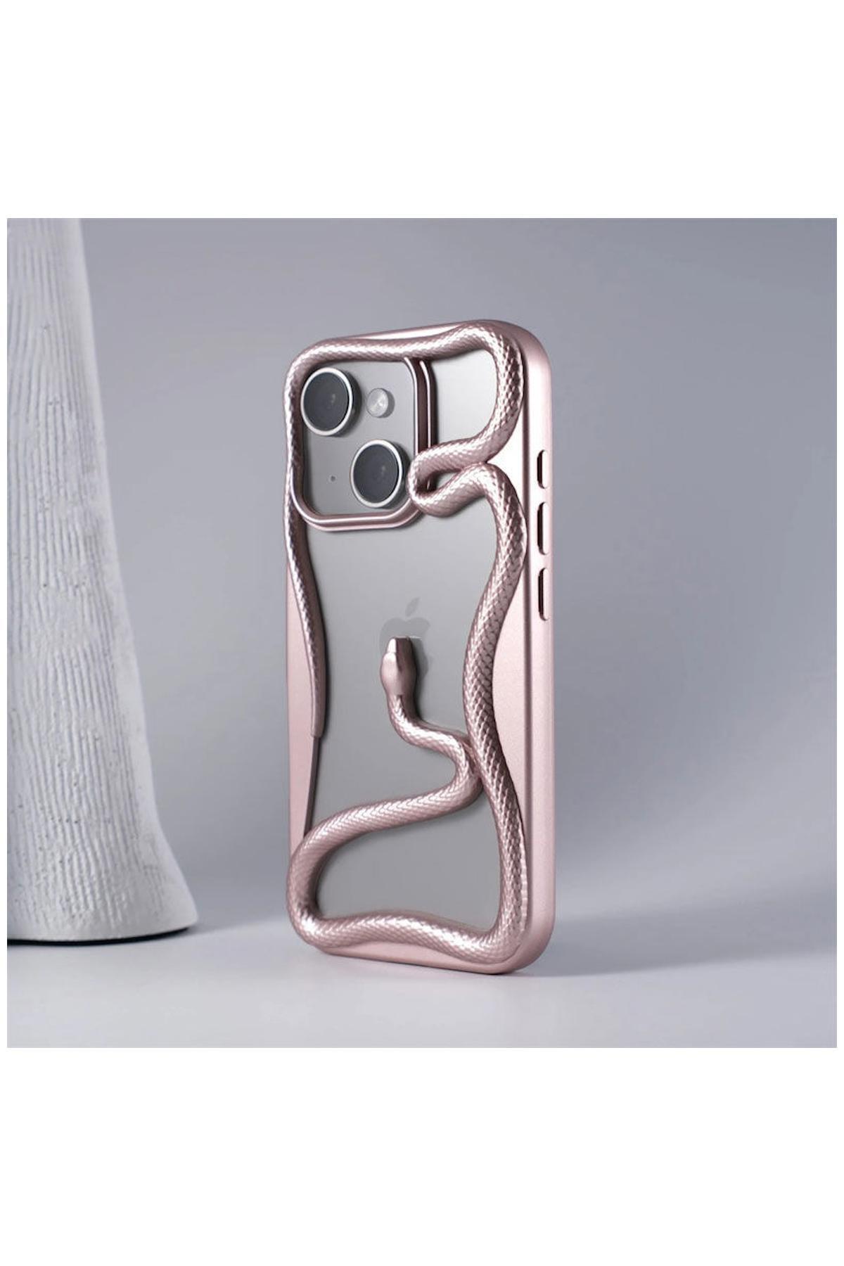 کاور و قاب APPLE IPHONE 13 CASE ZEBANA 3D SNAKE SILICONE ROSE GOLD اورجینال Zebana