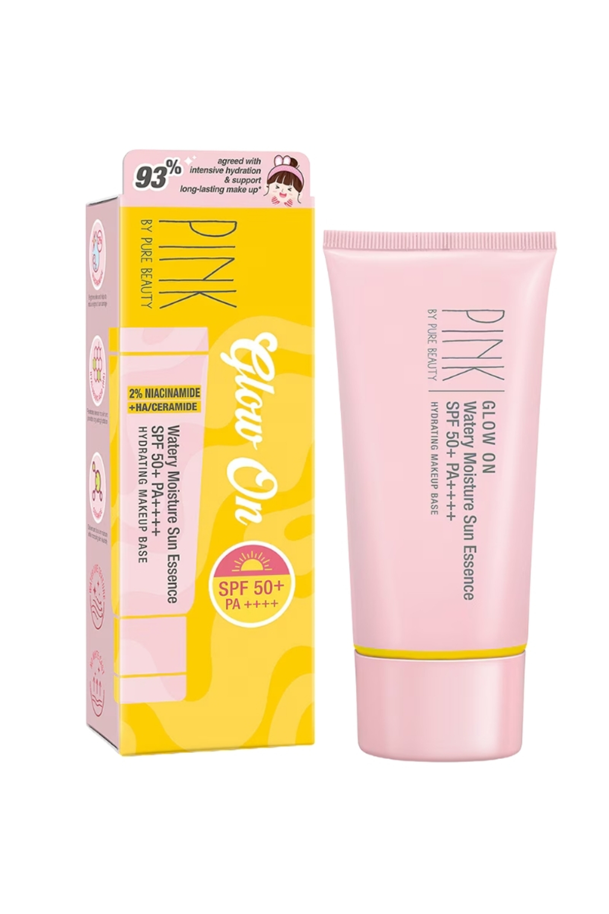 لوسیون ضدآفتاب صورت روشن‌کننده پیور بیوتی PURE BEAUTY Pink By Glow On SPF50+ PA++++، ۲۵ میلی‌لیتر