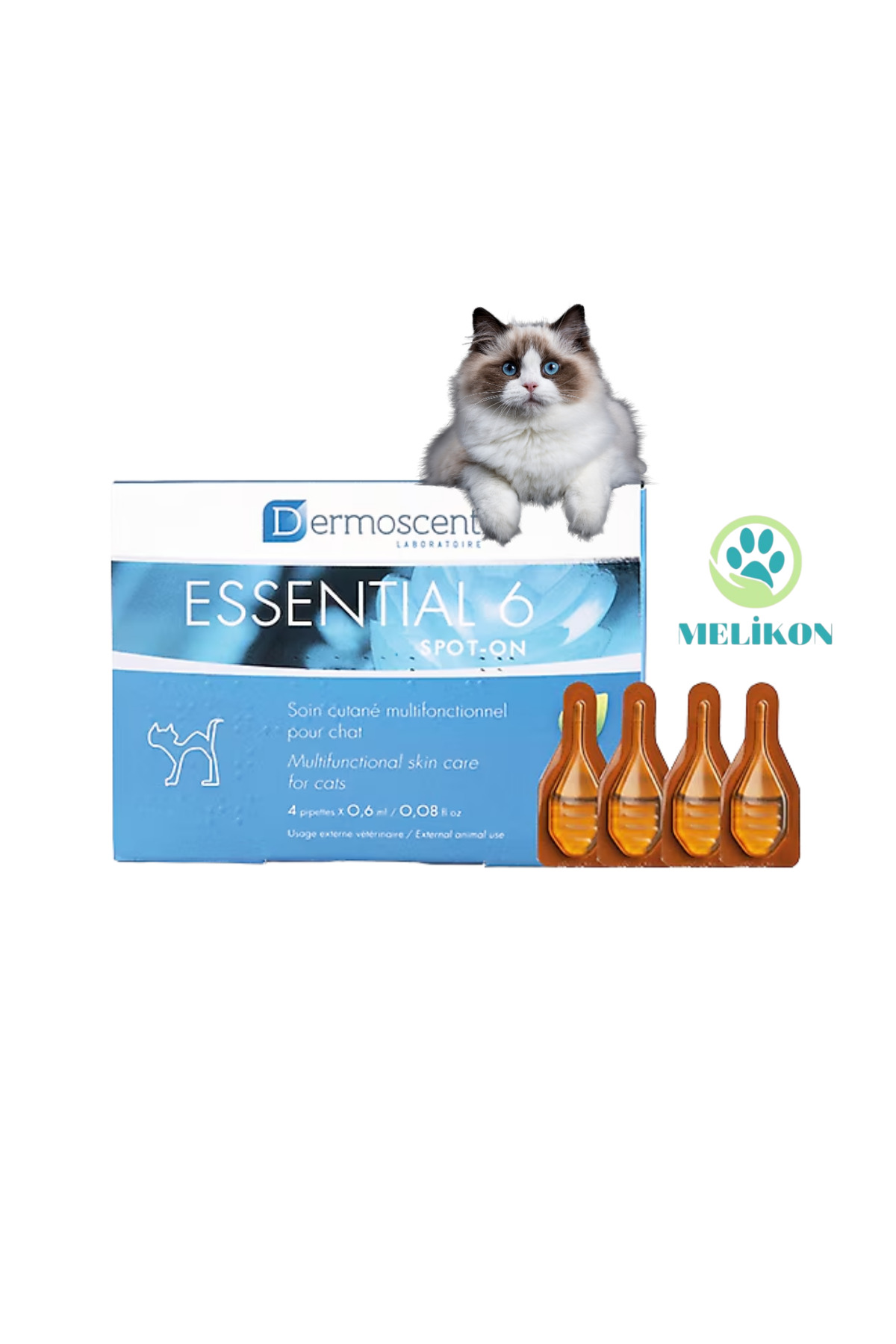 قطره مراقبت پوست و رفع بوی نامطبوع گربه درموسنت Dermoscent Essential 6
