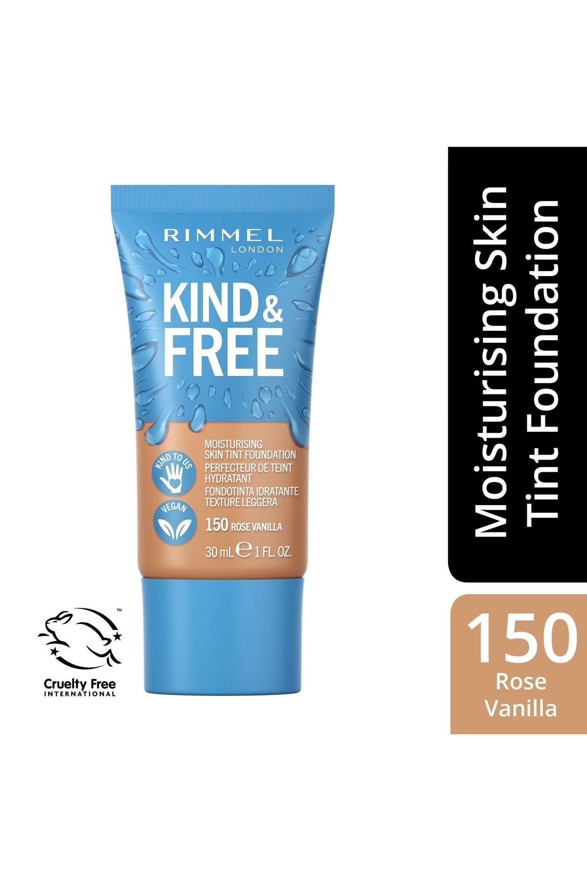 کرم پودر چندرنگ Kind Free مدل Rose Vanilla شماره 150 مناسب برای همه ریمل لندن Rimmel London