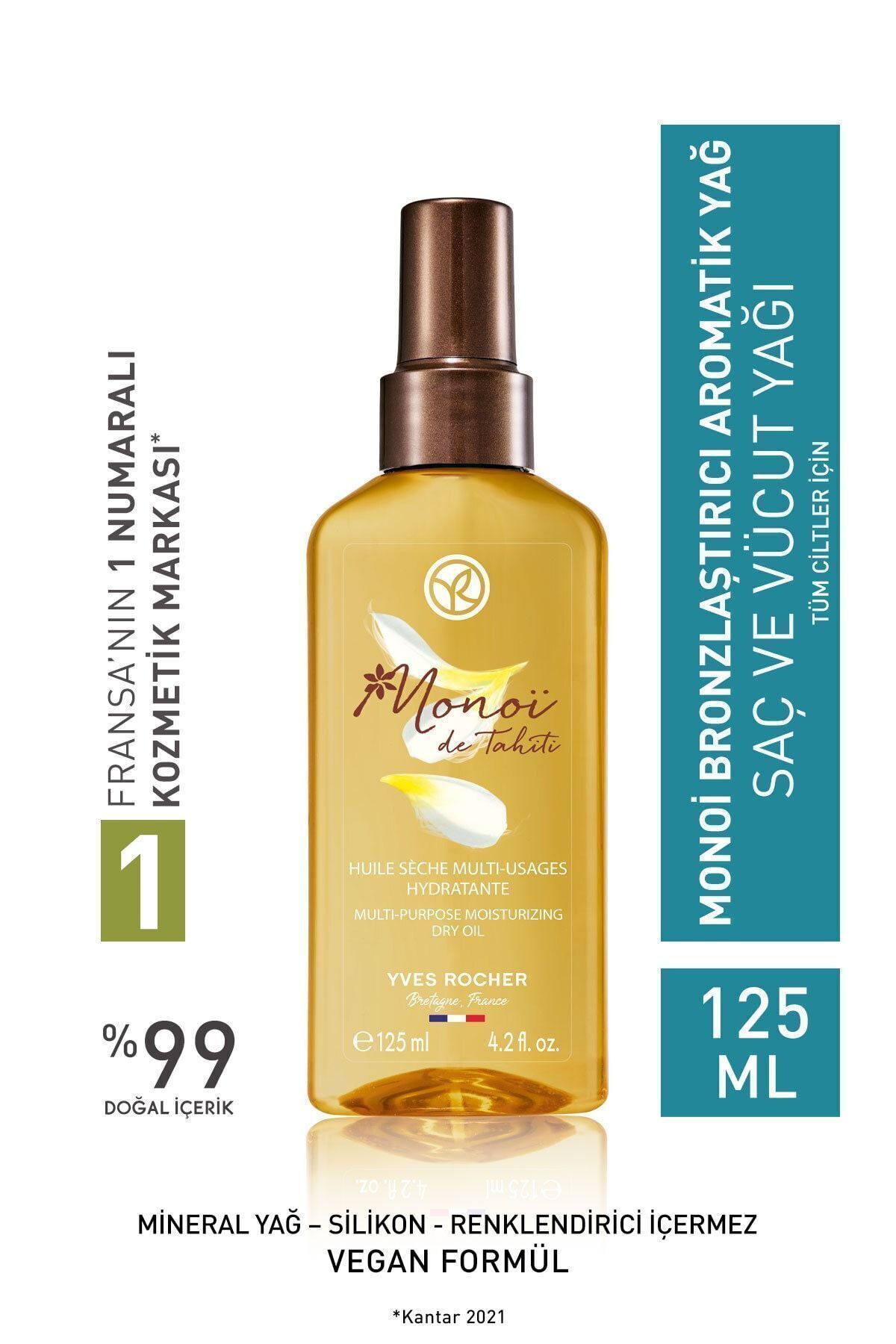 Yves Rocher روغن معطر برنزینگ مونوئی مرطوب کننده پوست و مو 125 میل