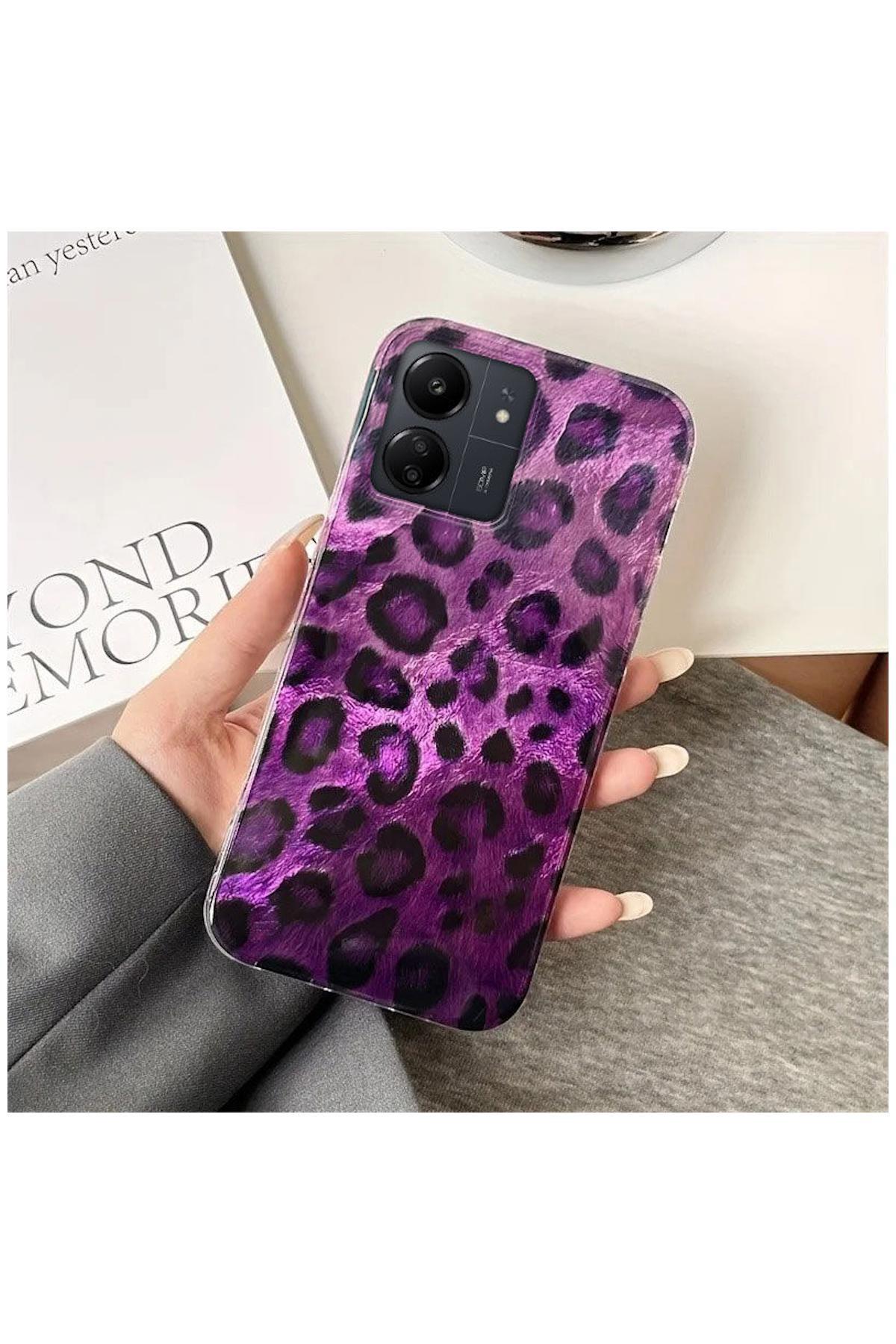 کاور و قاب کیس سازگار شیائومی POCO C65 ZEBANA LUXE LEOPARD SILICONE CASE بنفش اورجینال Zebana