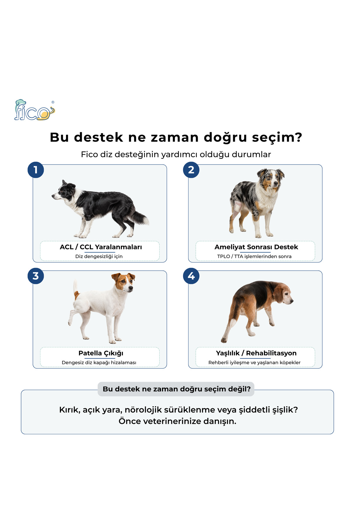 زانوبند سگ برای پای عقب چپ با بند ضربدری، فیکو پتس Fico Pets مدل SBL چندرنگ