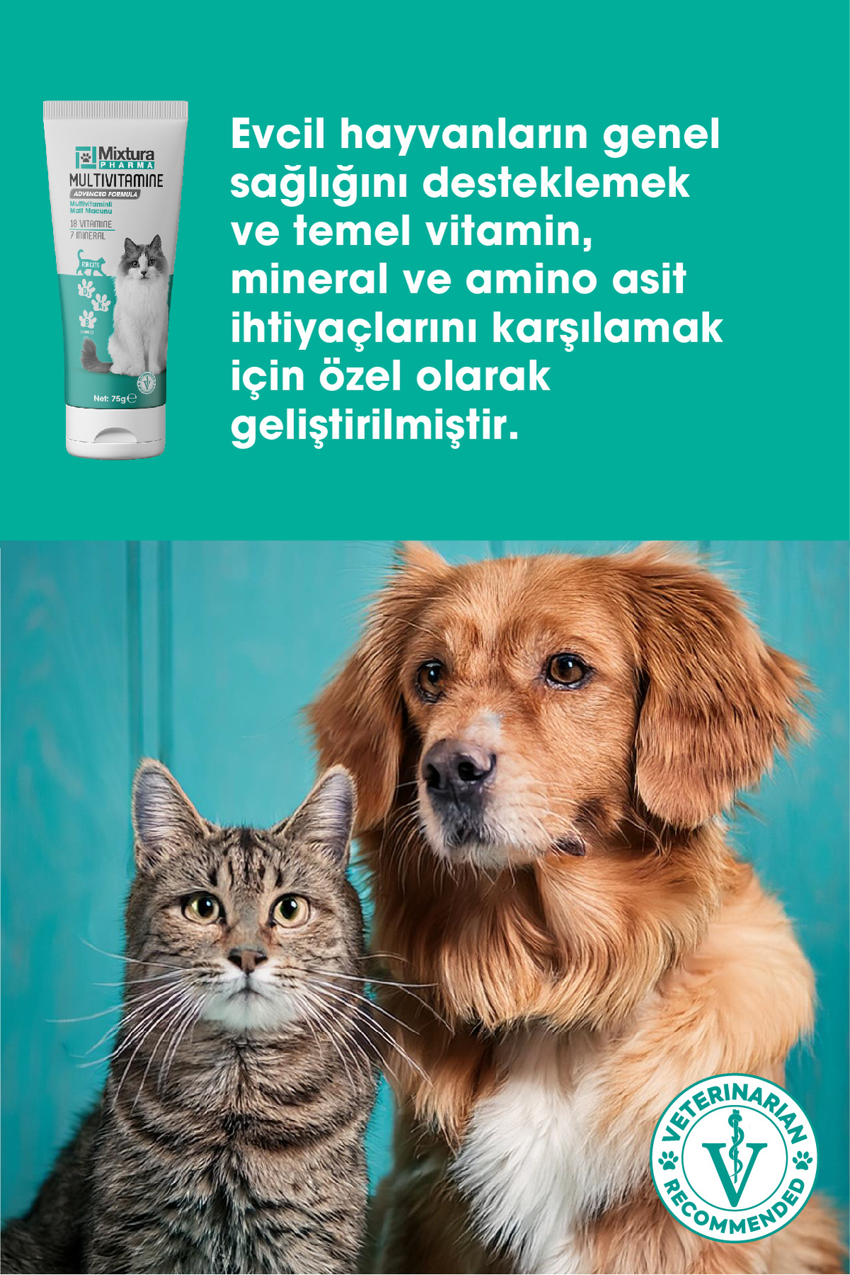 خمیر مالت مولتی‌ویتامینه سگ و گربه میکسچورا فارما Mixtura Pharma