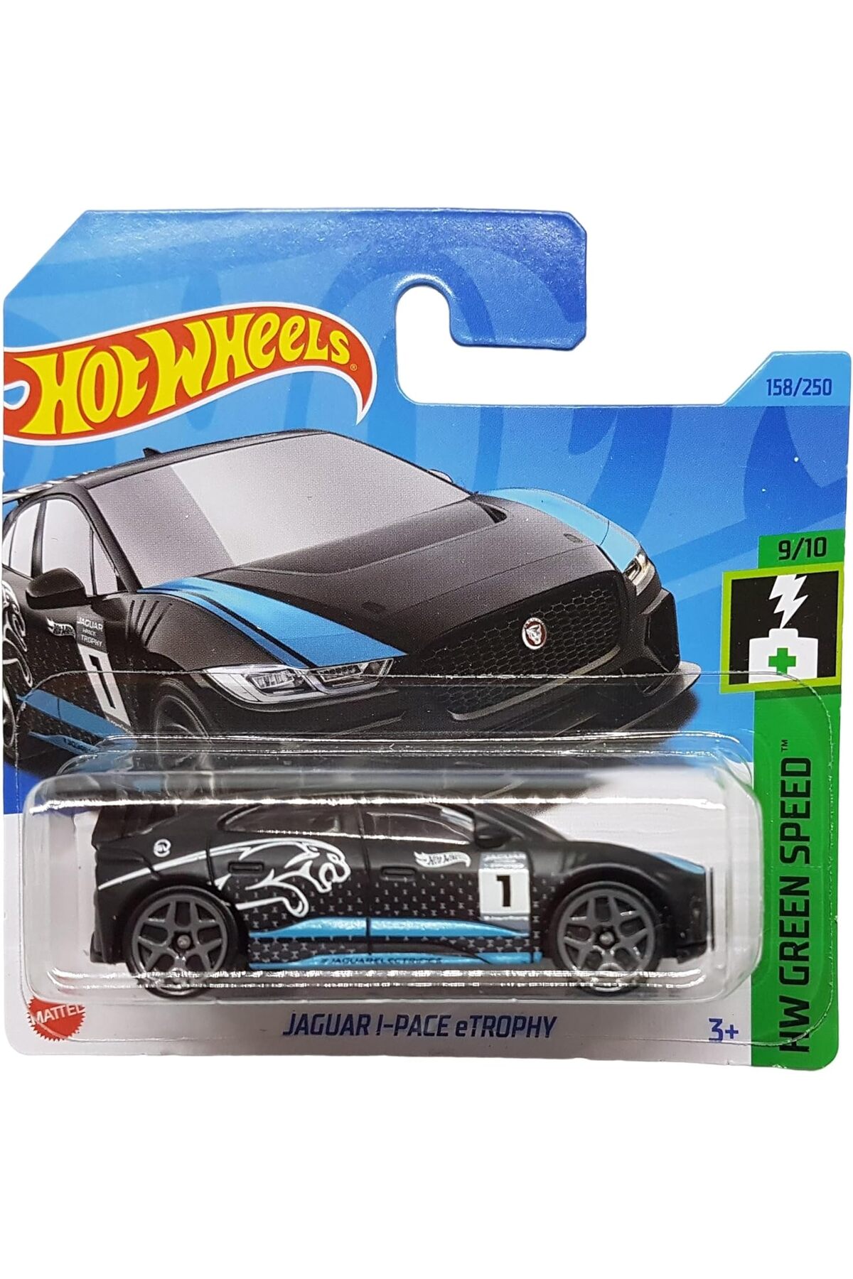 ماشین اسباب بازی JAGUAR I PACE ETROPHY HW GREEN SPEED ​​9 10 HKH60 کارت کوتاه سیاه 2023 هات ویلز اورجینال HOT WHEELS