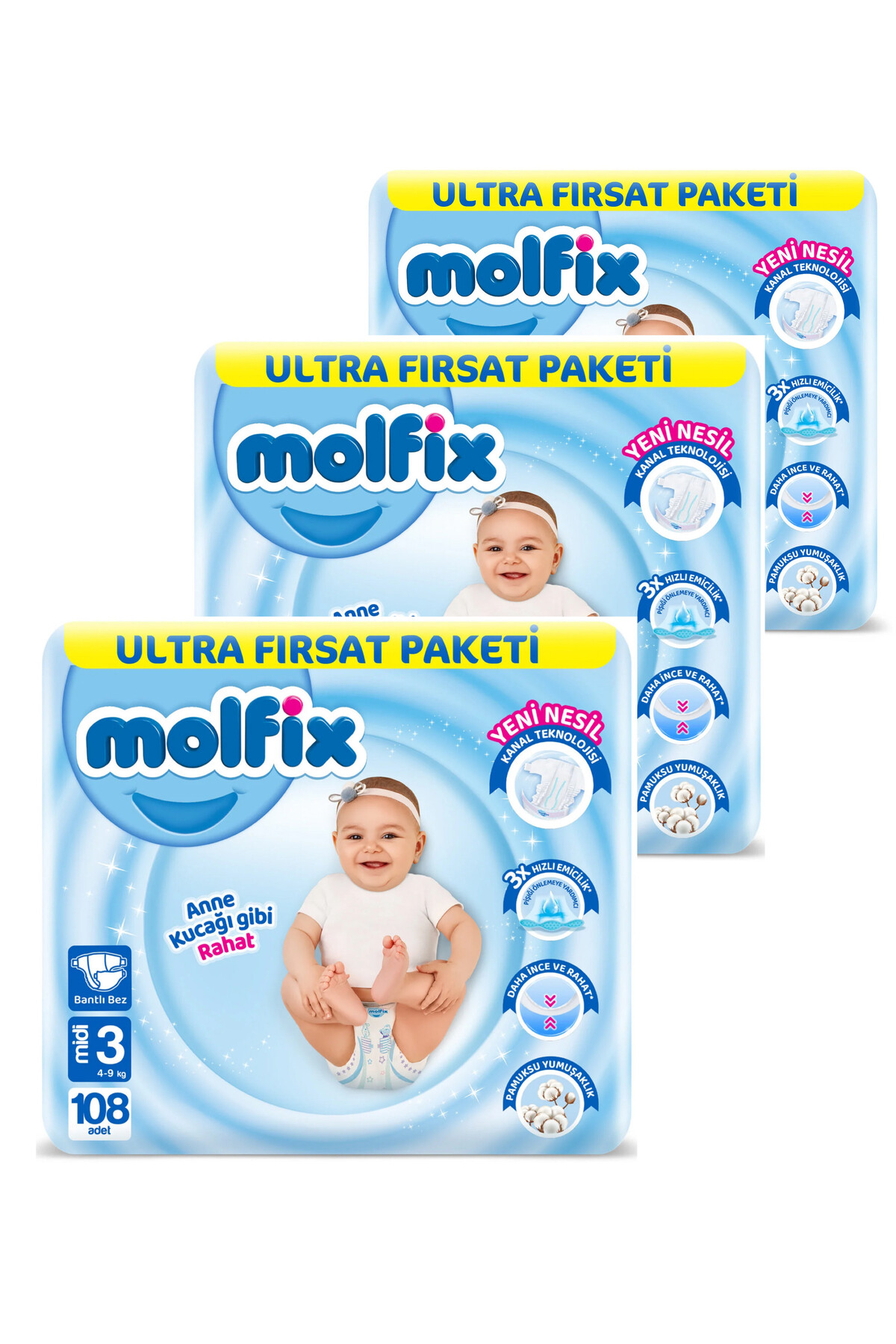 پوشک بچه اولترا فرصت پکیج 3 شماره 324 اورجینال Molfix