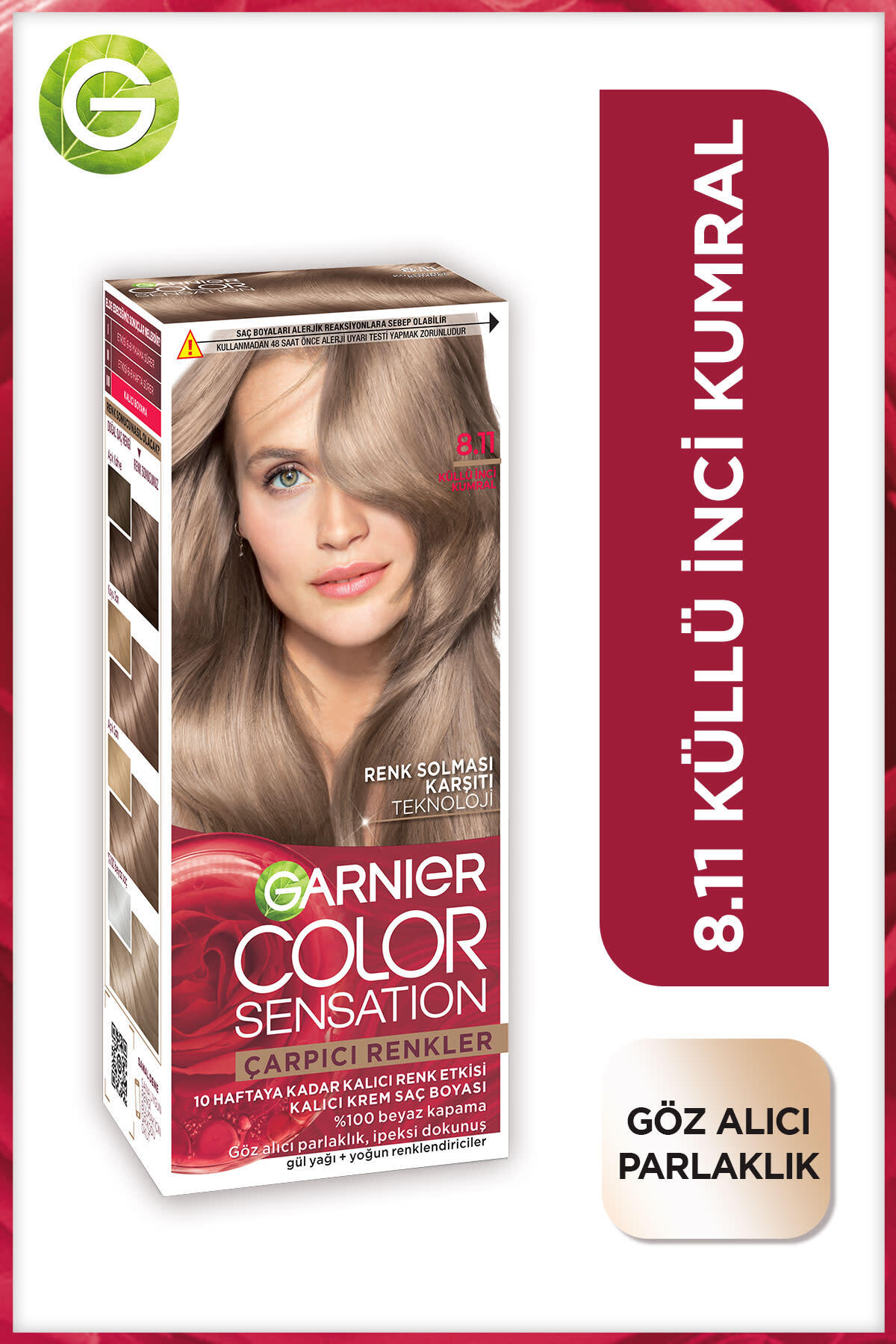 رنگ مو مردانه و زنانه رنگهای قابل توجه 8.11 ASHY PEARL AUBURN Garnier