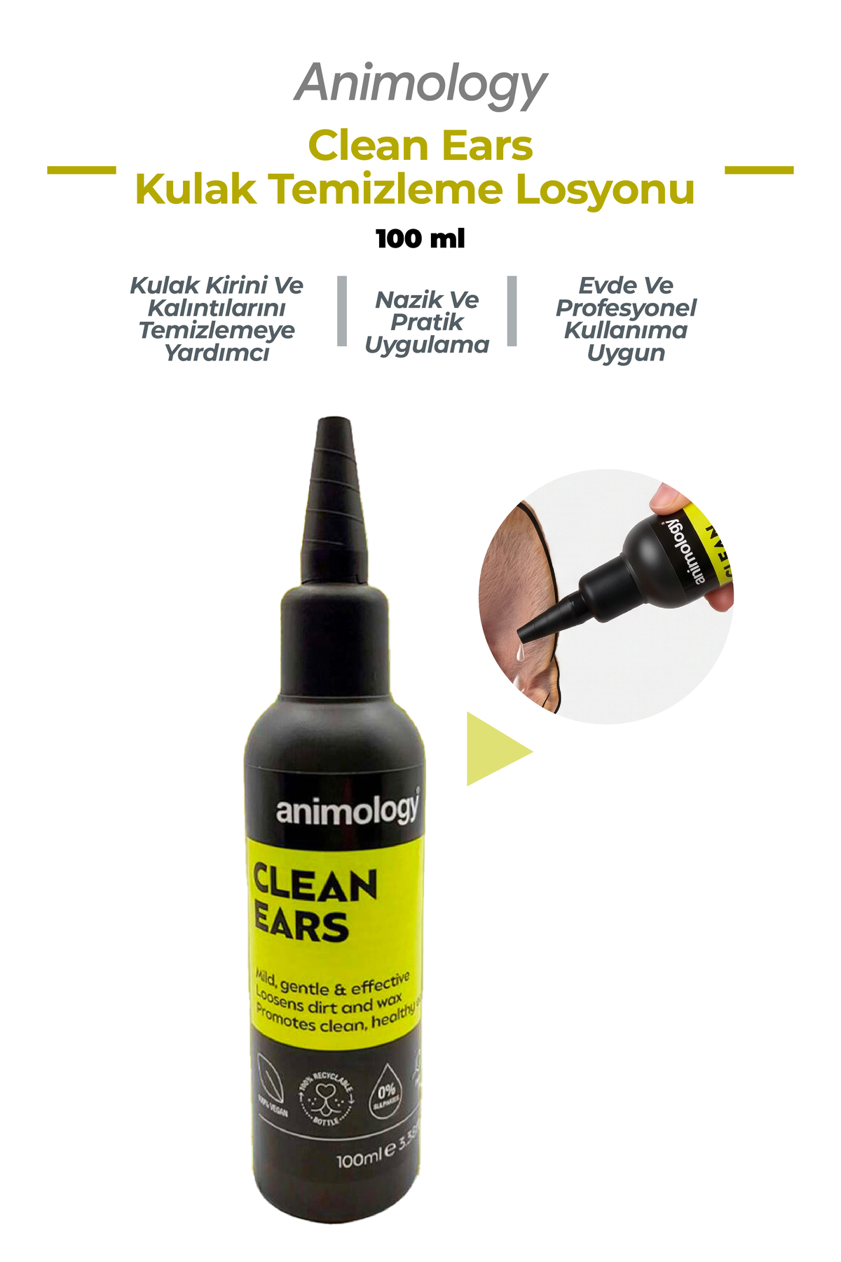 لوسیون پاک‌کننده گوش سگ و گربه انیمولوژی Animology Clean Ears، ۱۰۰ میلی‌لیتر