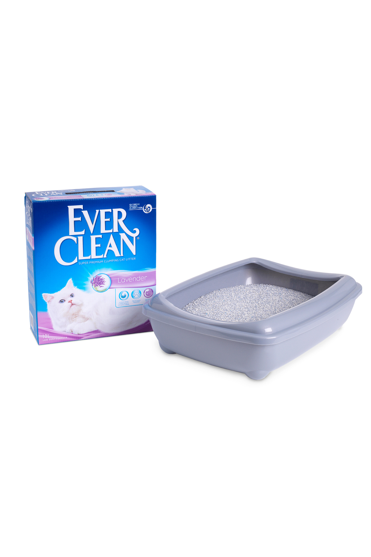 خاک گربه گلوله‌شونده ریزدانه با رایحه اسطوخودوس، سری Lavender، اورکلین Ever Clean، ۱۰ لیتر