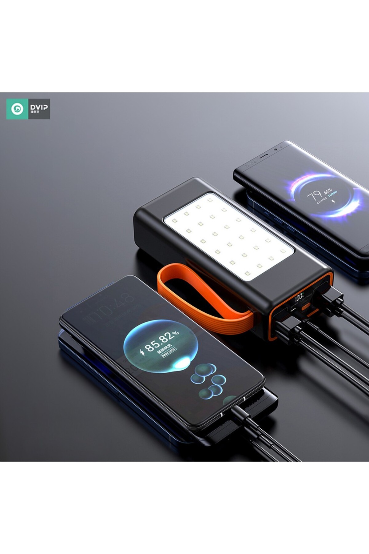 پاوربانک 50000MAH شارژ سریع 22.5W 4 خروجی USB چراغ قوه LED کمپینگ قدرتمند اورجینال Zoli