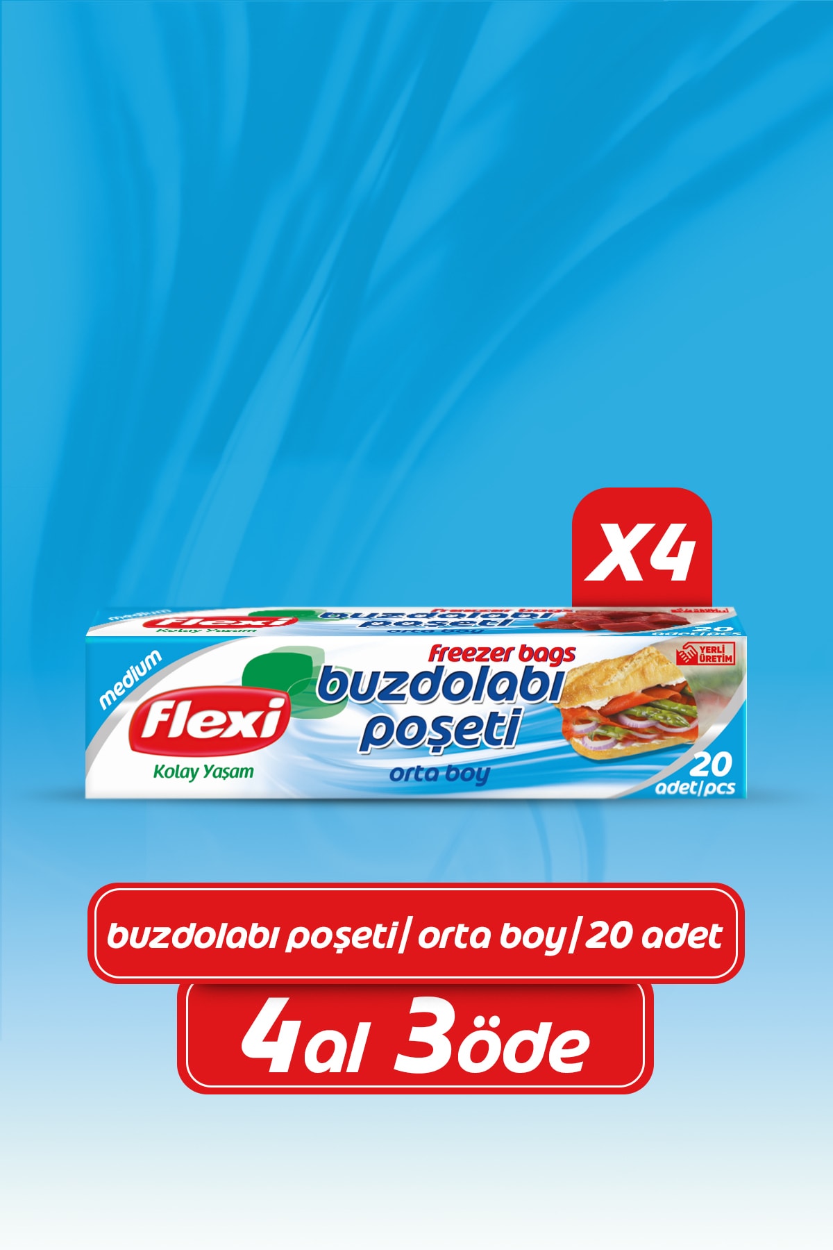 کیسه یخچال فلکسی Flexi، متوسط، ۸۰ عددی