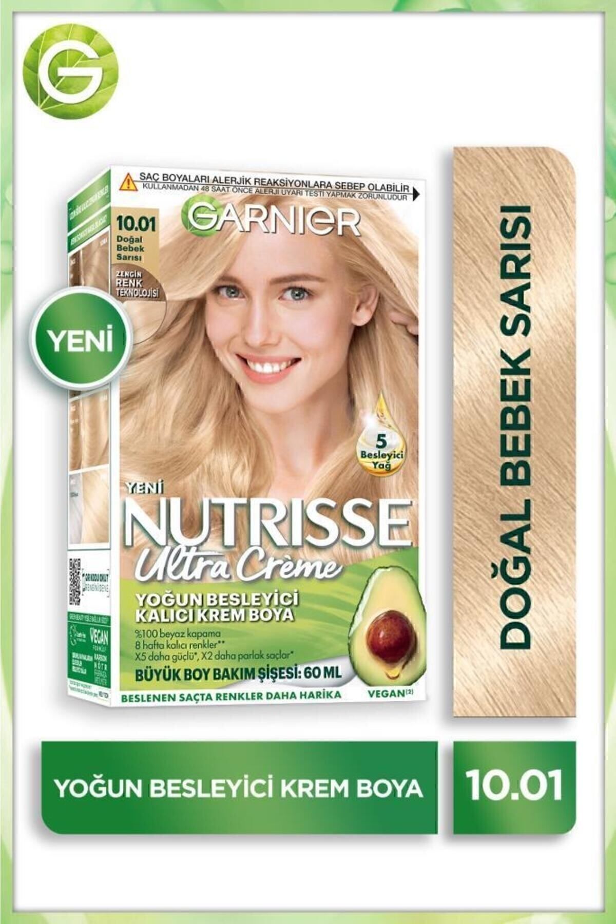 Garnier رنگ مو کرمی دائمی غنی‌کننده Nutrisse Intensive 10.01 زرد طبیعی نوزادی