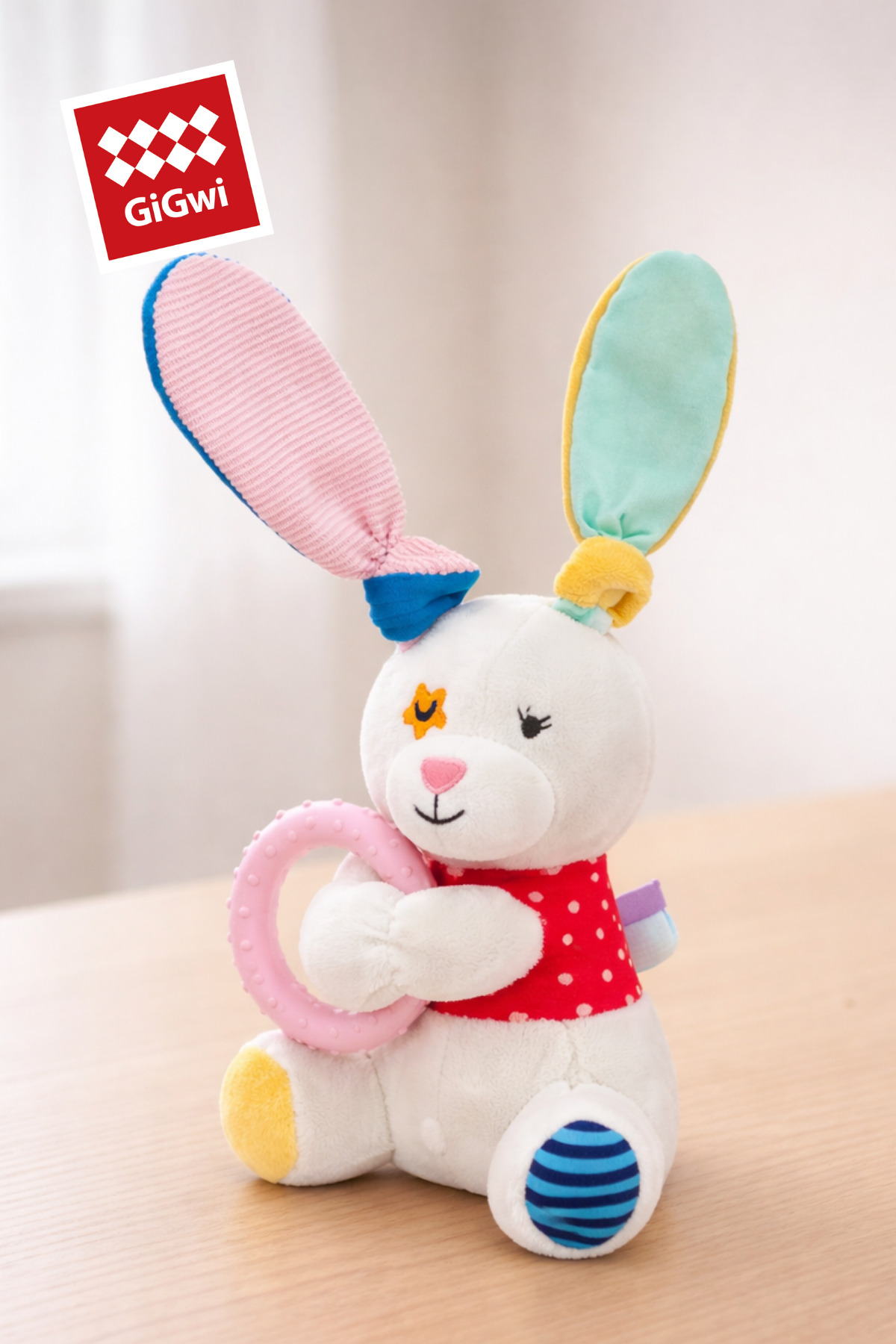 اسباب‌بازی پولیشی سگ گیگ‌وی Gigwi، طرح خرگوش، صدادار و خش‌خش‌دار، سری Plush Friendz، مدل 1578 سفید