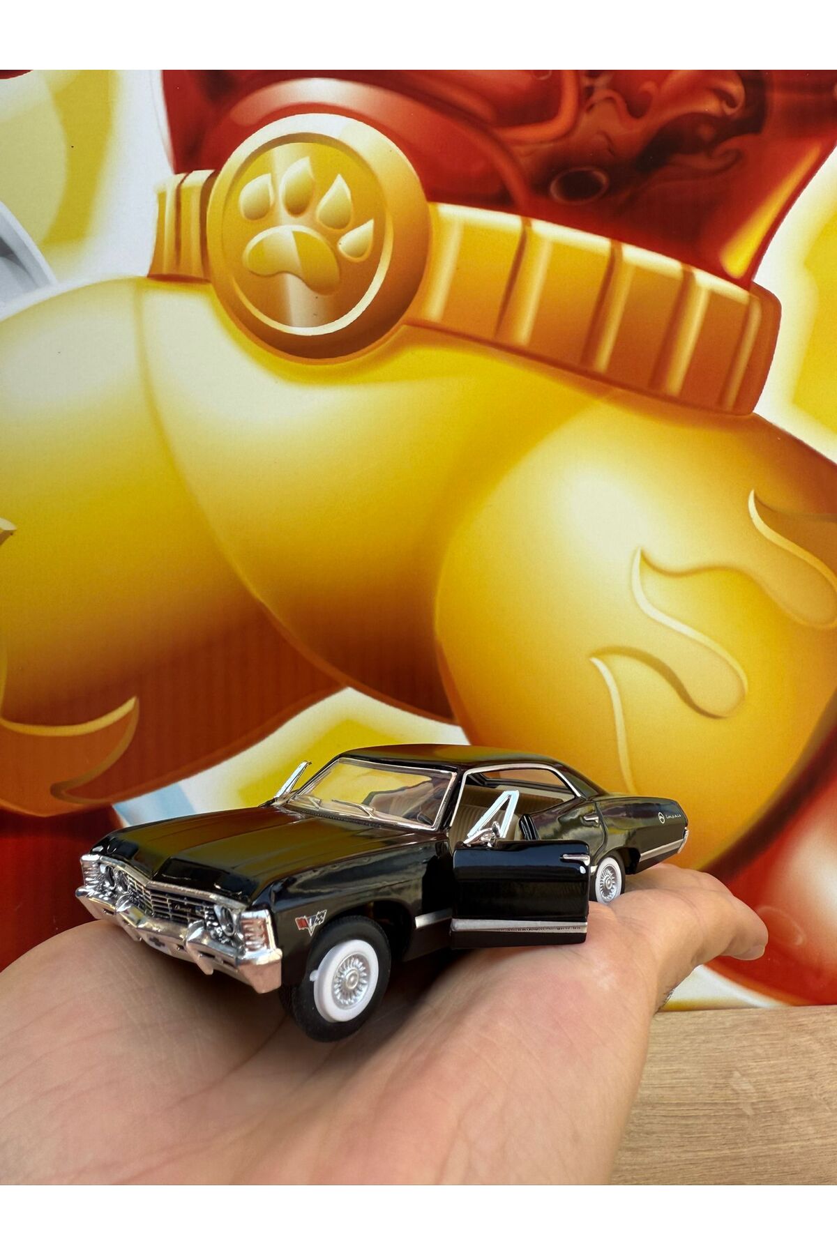 مدل خودرو PULL DROP 1967 CHEVROLET IMPALA مشکی DIECAST MODEL CAR CHEVY OPENING DOORS اورجینال scntoys