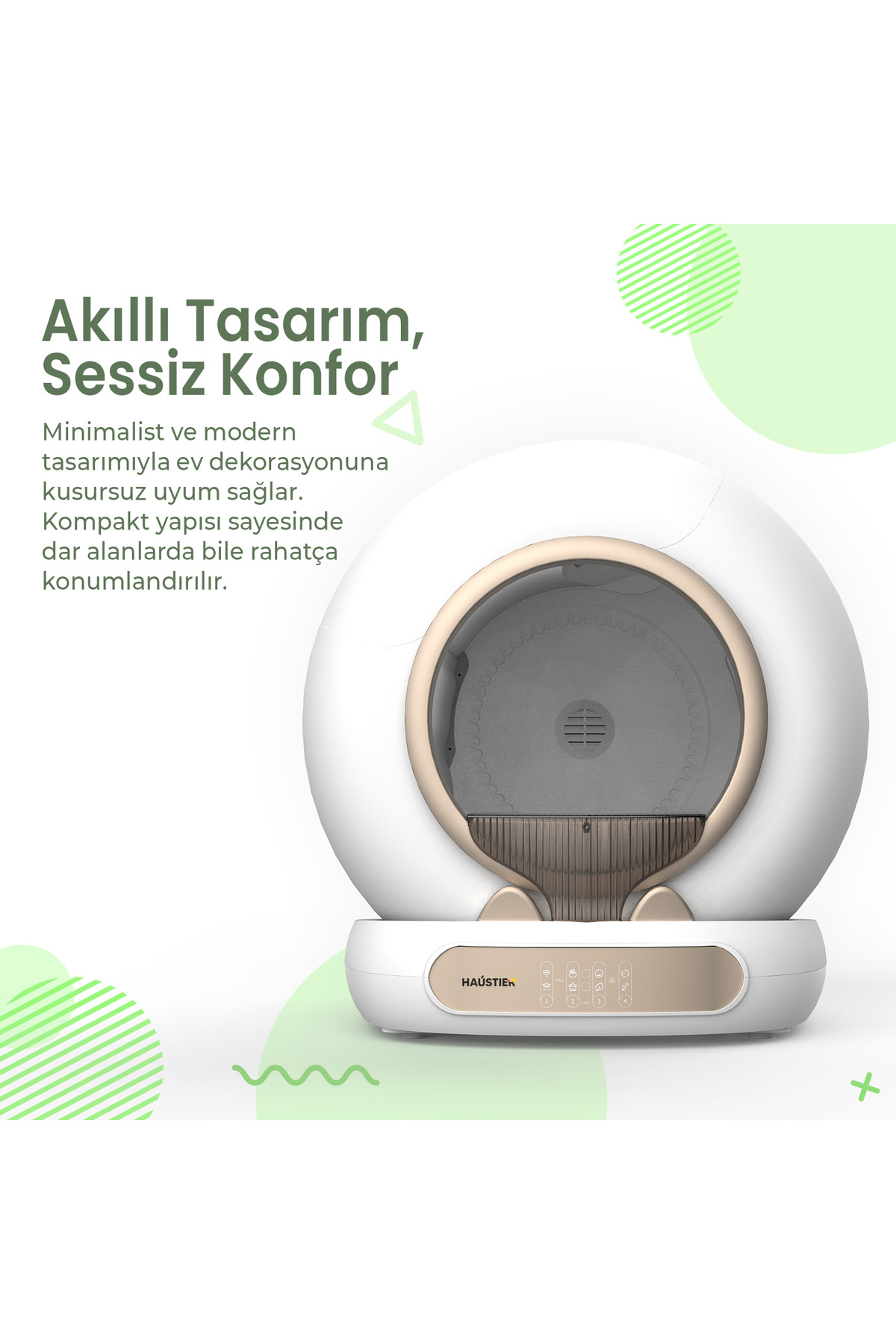 توالت خودکار گربه هاوستایر Haustier مدل HST-MSP05، مخزن ۶۵ لیتری، یونایزر و حسگر وزن