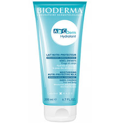 شیر مرطوب‌کننده و نرم‌کننده نوزاد و کودک بایودرما Bioderma ABCDerm Hydratant، مناسب صورت و بدن، ۲۰۰ میلی‌لیتر