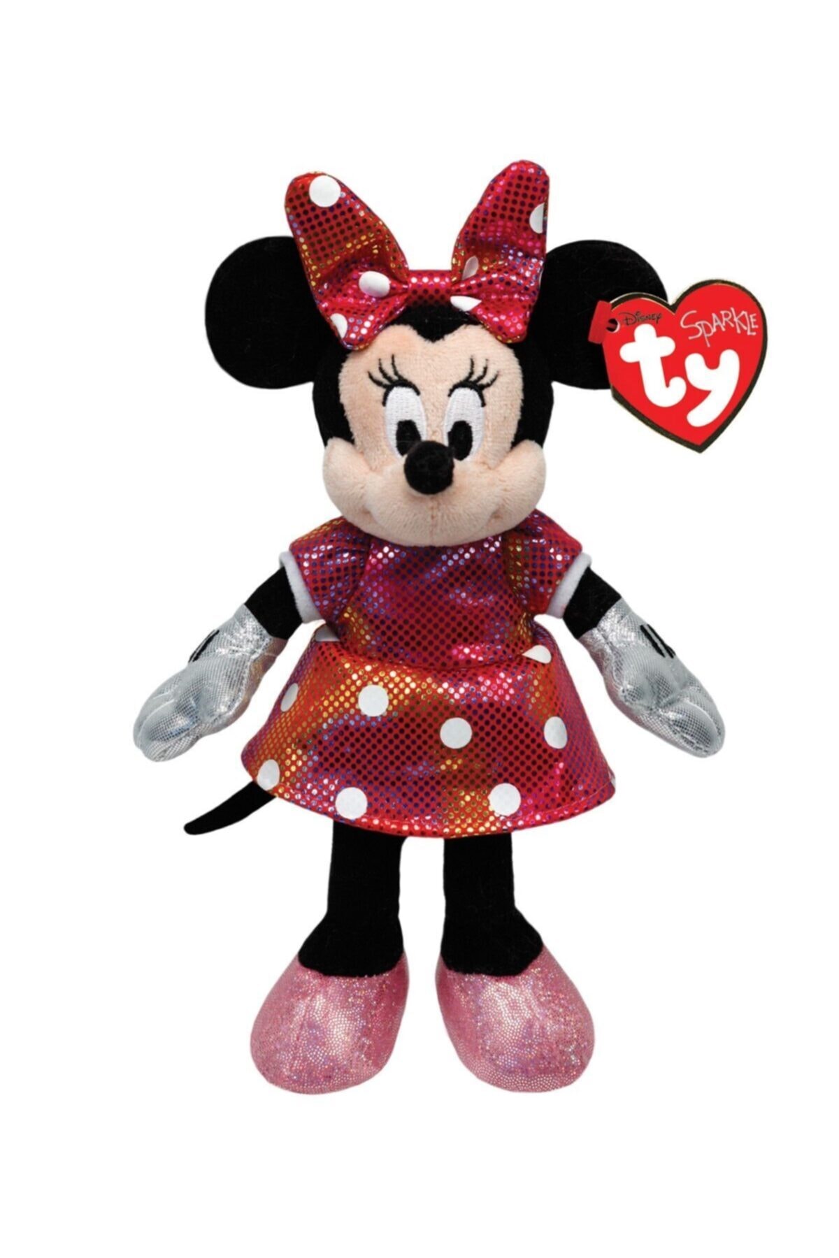اسباب بازی های پشمی لباس رنگین کمانی براق با مخمل صدادار 15 سانتی متری MINNIE MOUSE