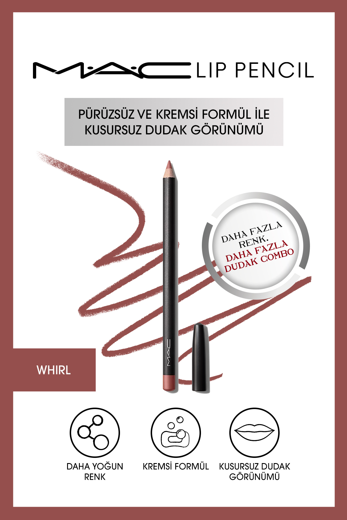 مداد لب Lip Pencil مدل WHIRL گل رز کثیف حجم 1.45 میل مک MAC