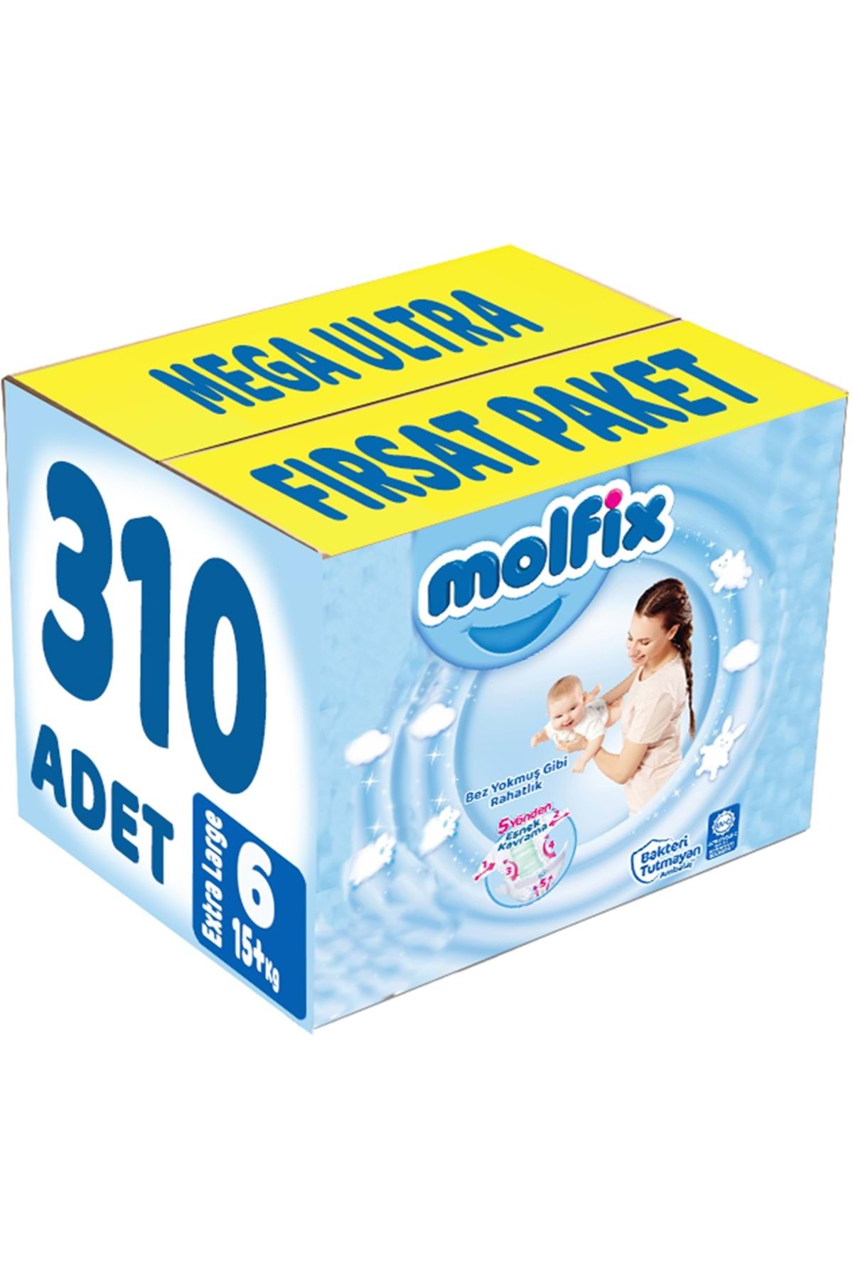 پوشک بچه اندازه بچه: 6 15+ کیلوگرم بسیار بزرگ 310 تکه MEGA ULTRA PK اورجینال Molfix