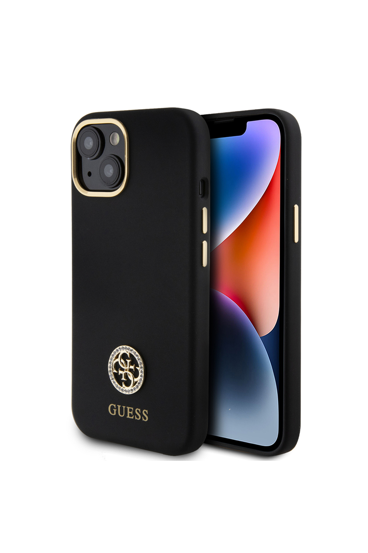 کاور و قاب آیفون 15 سیلیکونی مشکی متن لوگوی 4G دارای مجوز اورجینال Guess