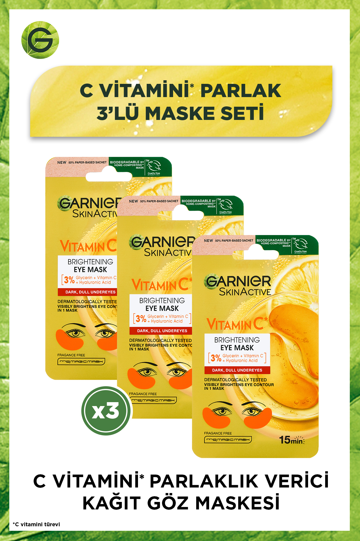 Garnier بسته 5 ماسک کاغذی مراقبت از پوست در خانه
