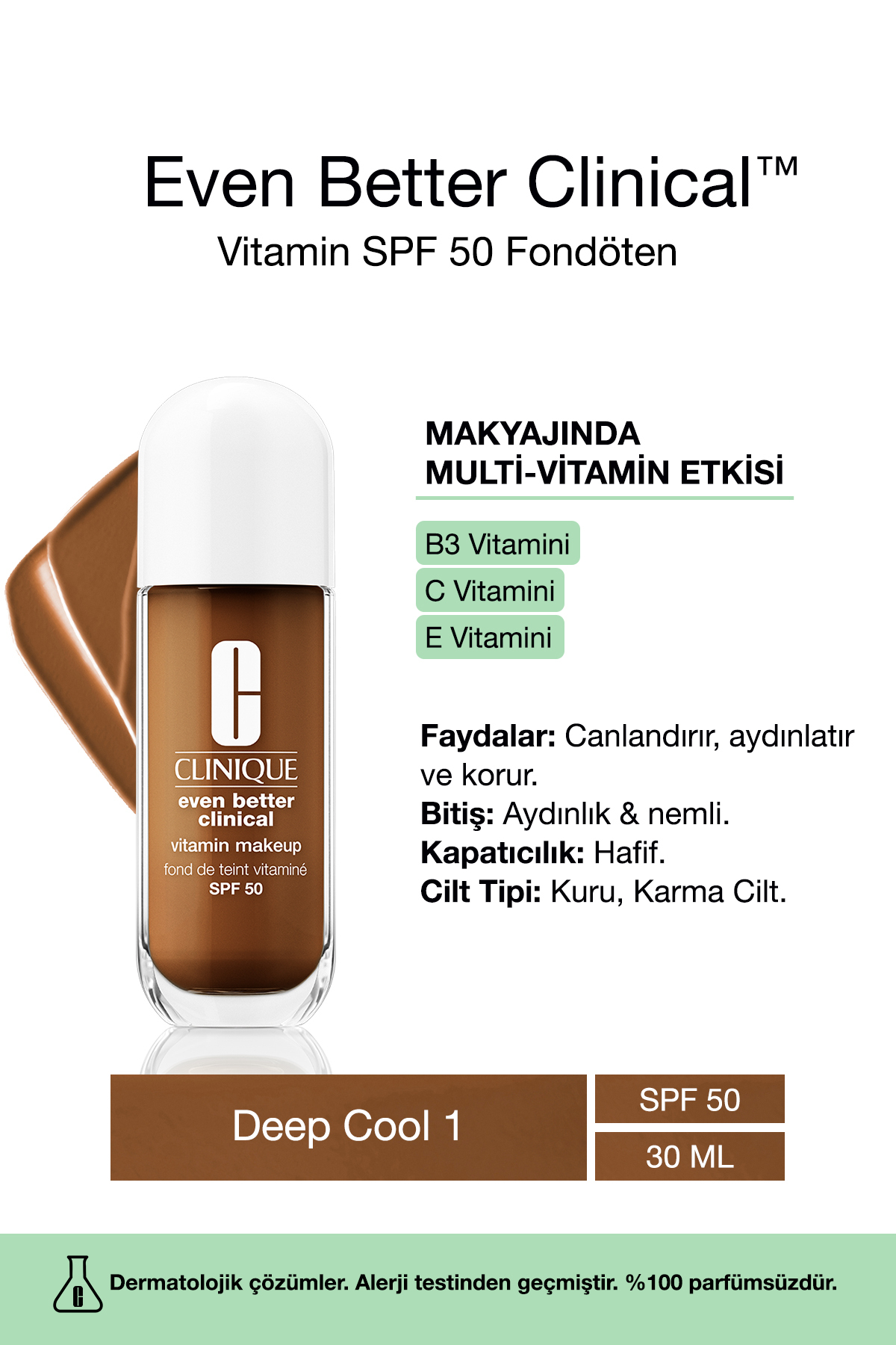کرم پودر حتی بهتر ویتامین آرایش SPF 50 بنیاد رنگ: خنک عمیق 1 30ML | سی Clinique