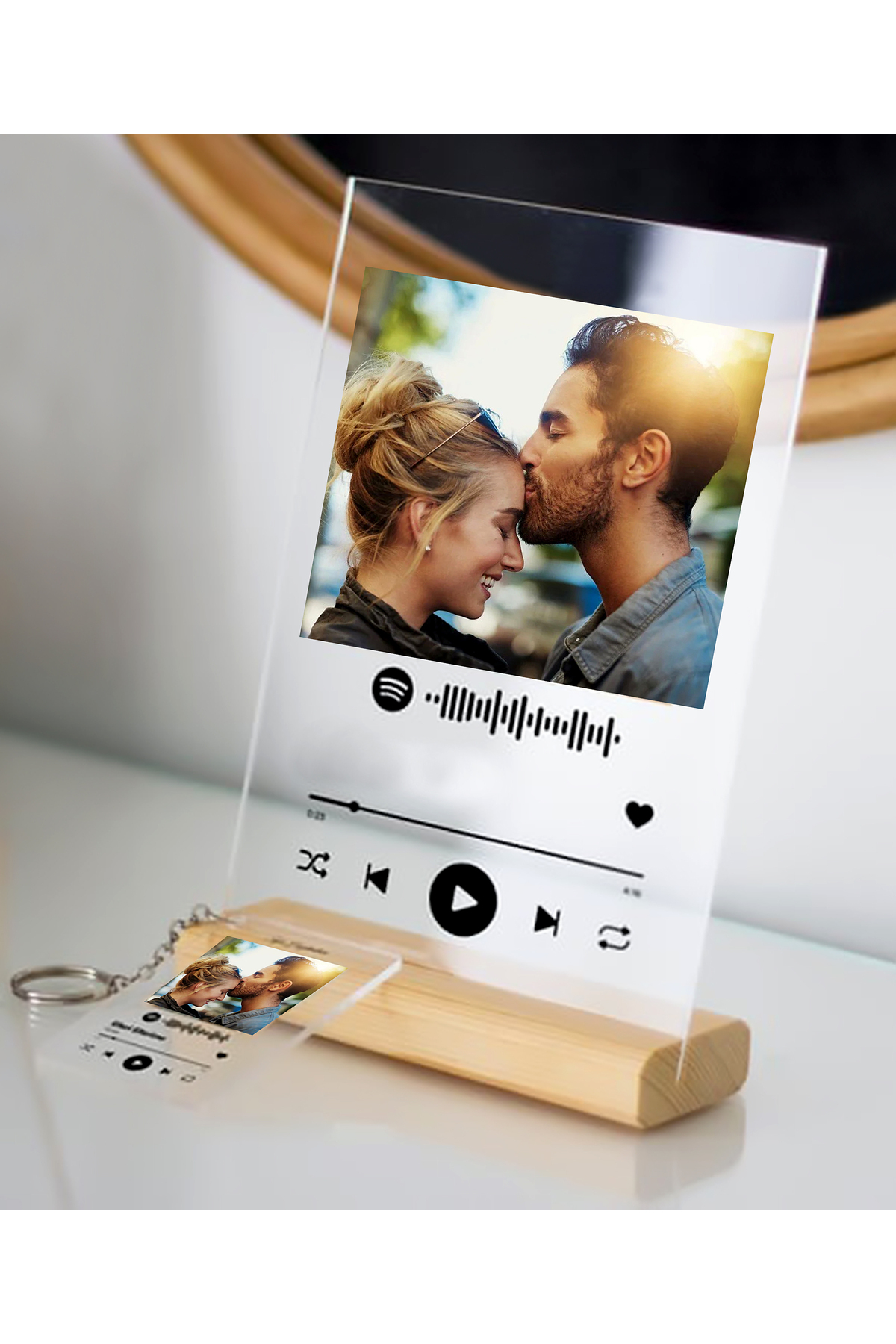 جلیقه کلید پلاک شخصی شده SPOTIFY با عکس و 1 جاکلیدی به عنوان هدیه برای عاشق یا دوست fotoremzi