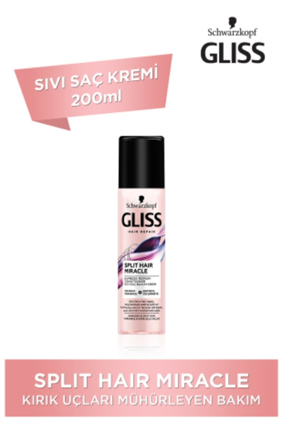 Gliss مایع شگفت‌انگیز مراقبتی موی تقسیم‌شده با روغن هسته انگور 200 میلی‌لیتر