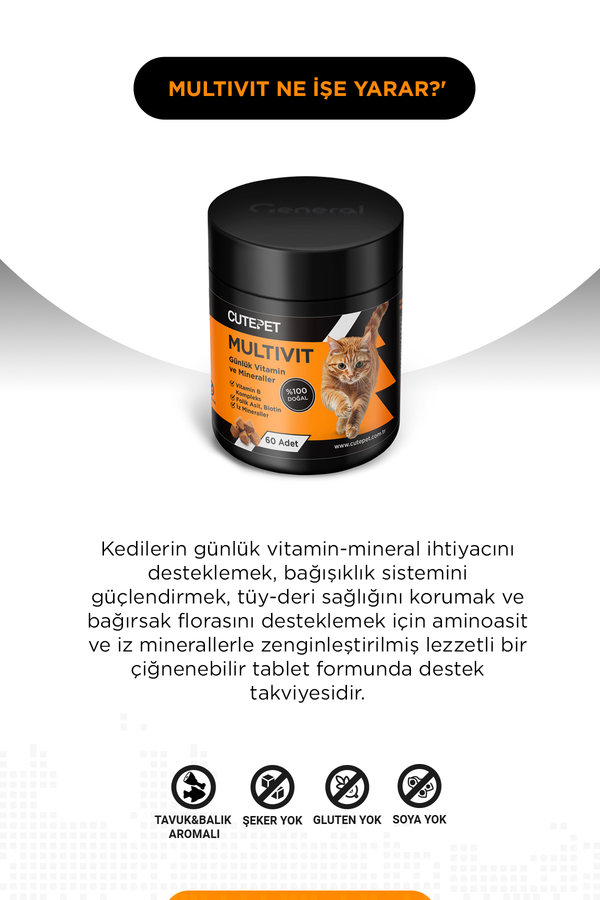 بسته مکمل گربه برای سلامت مجاری ادراری و ایمنی کیوت‌پت CutePet مدل Cute-0025