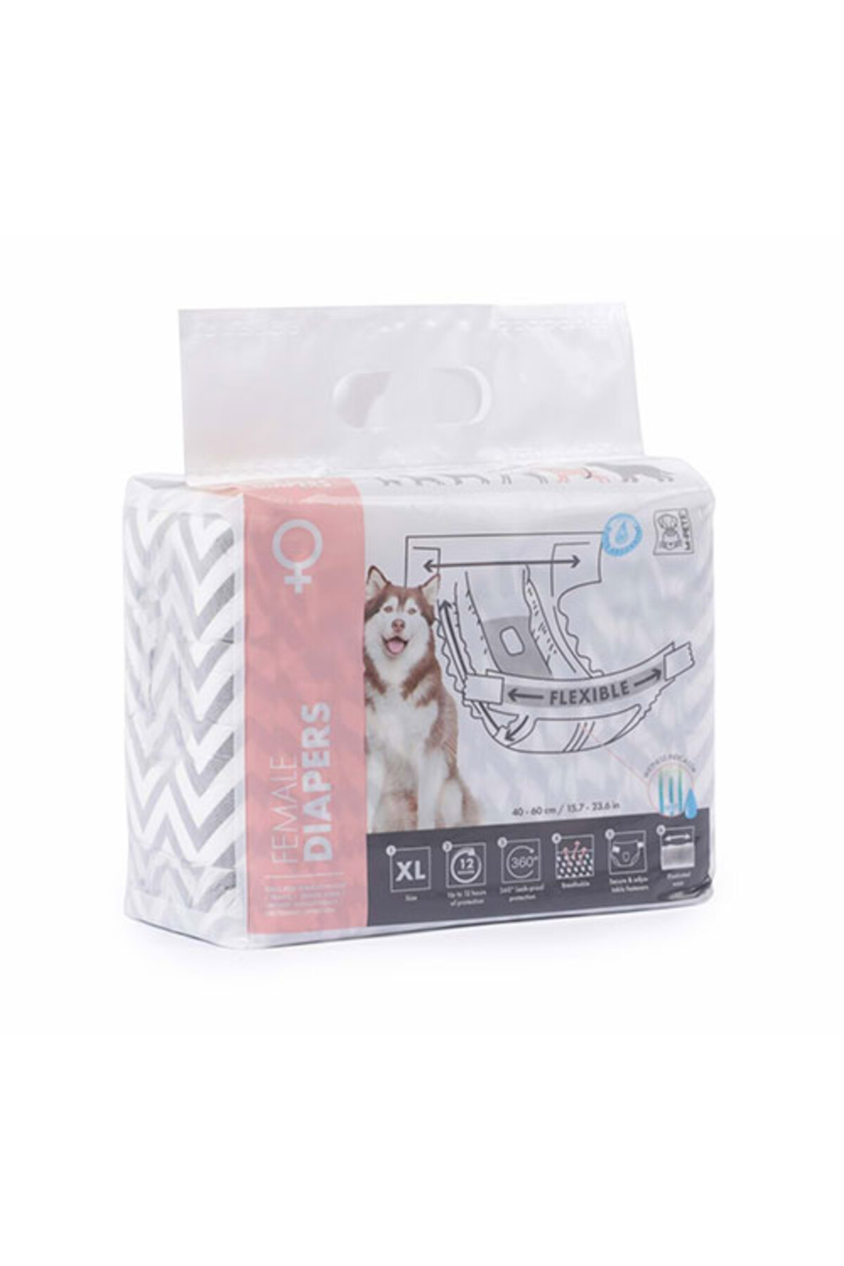 پوشک شورتی سگ ماده ام‌پتس M-PETS، سایز XL، بسته ۱۰ عددی، ۳۵×۶۰ سانتی‌متر