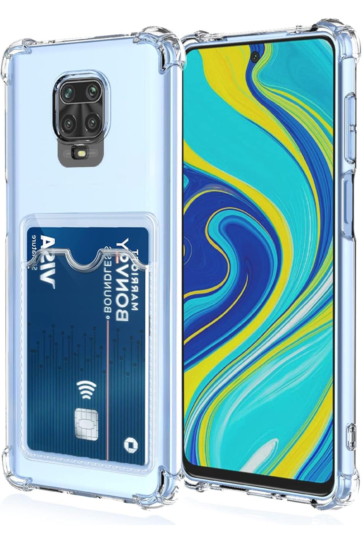 کاور و قاب محافظ دوربین شیائومی REDMI NOTE 9 PRO 9S گوشه ضربه‌گیر با جای کارت کیف پول فیبکس Fibaks