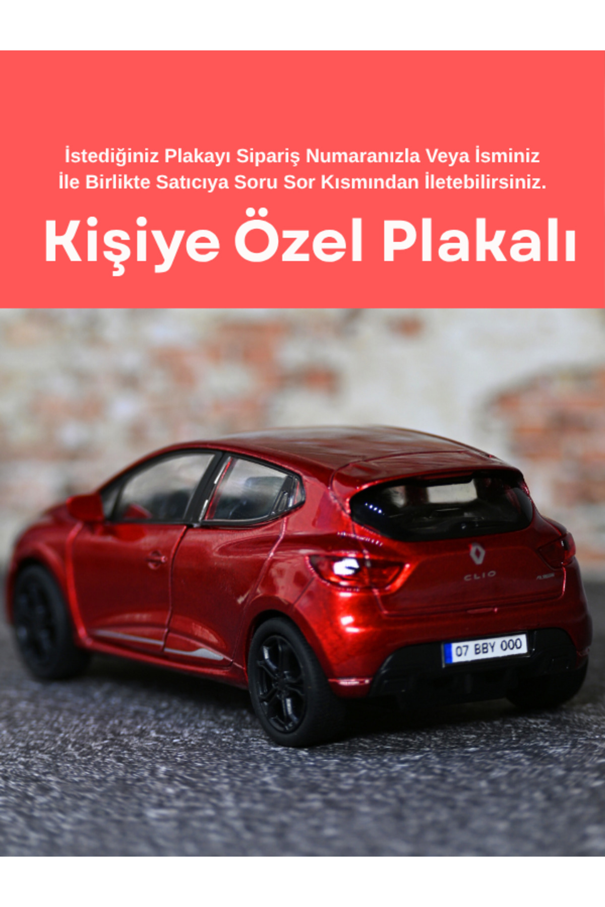 مدل خودرو RENAULT CLIO 4 METAL TOY CAR RED DIE CAST WITH PERSONALIZED GIFT PLATE از ترکیه bebeym