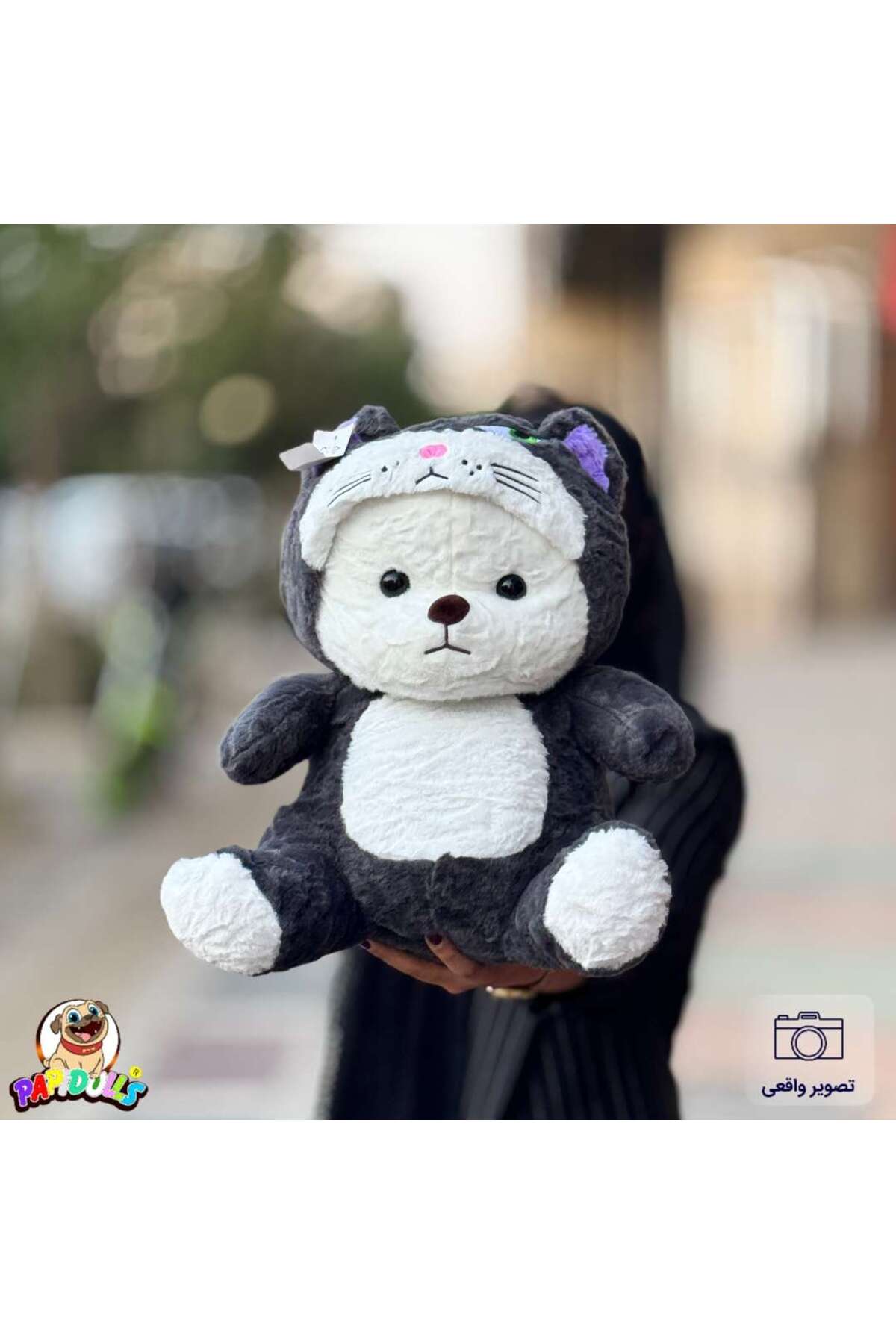 اسباب بازی های پشمی لباس خرس عروسکی مخمل خواب دار با کلاه قابل جابجایی 30 سانتی متری NB market