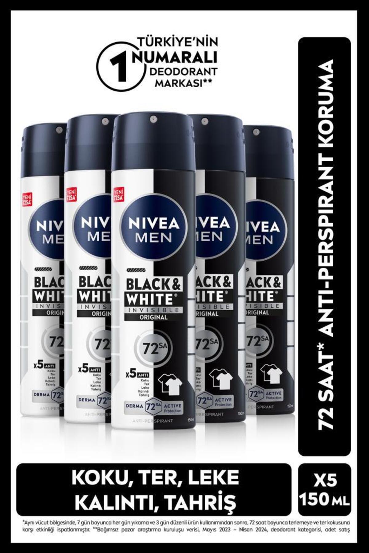 NIVEA ضدعرق اسپری مردانه مخصوص ضد لکه سفید و سیاه با تاثیر قوی 150 میلی لیتر 48 ساعت محافظت ضد تعریق