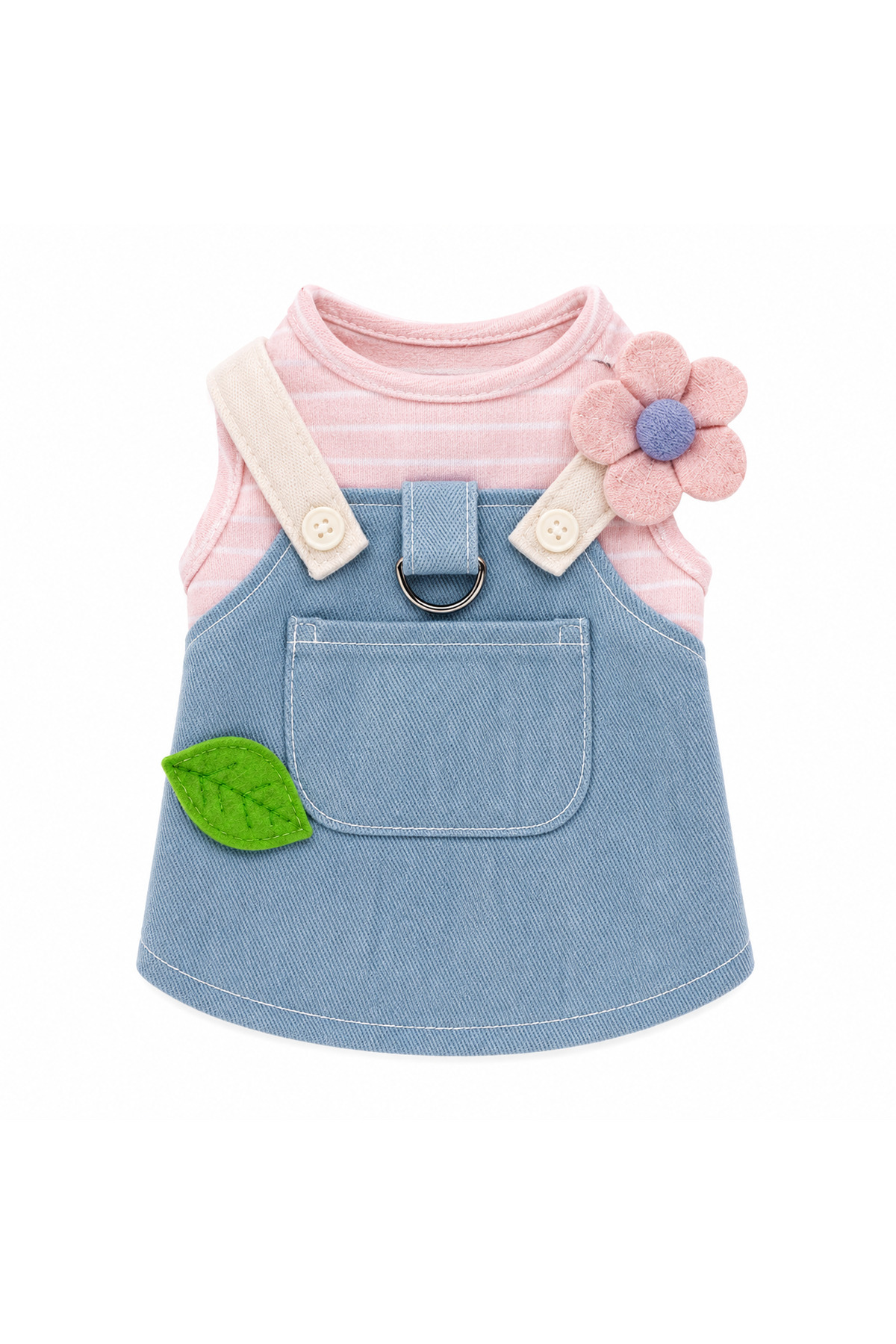 پیراهن جین قلاده‌دار سگ و گربه دولچه پتس Dolce Pets Flower مدل DPTK004 آبی