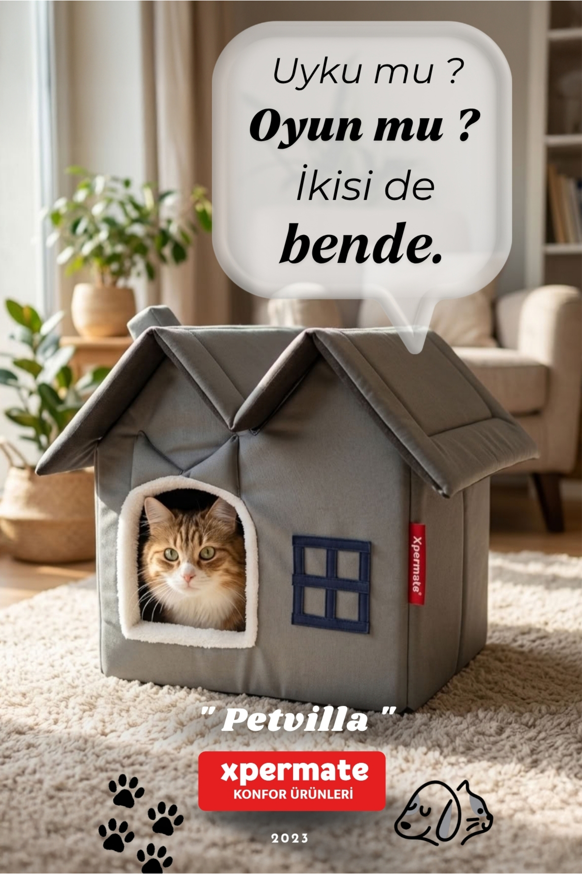 خانه گربه اکسپرمت XPERMATE Petvilla، خاکستری زغالی، مدل XPETVILKEDEV4535