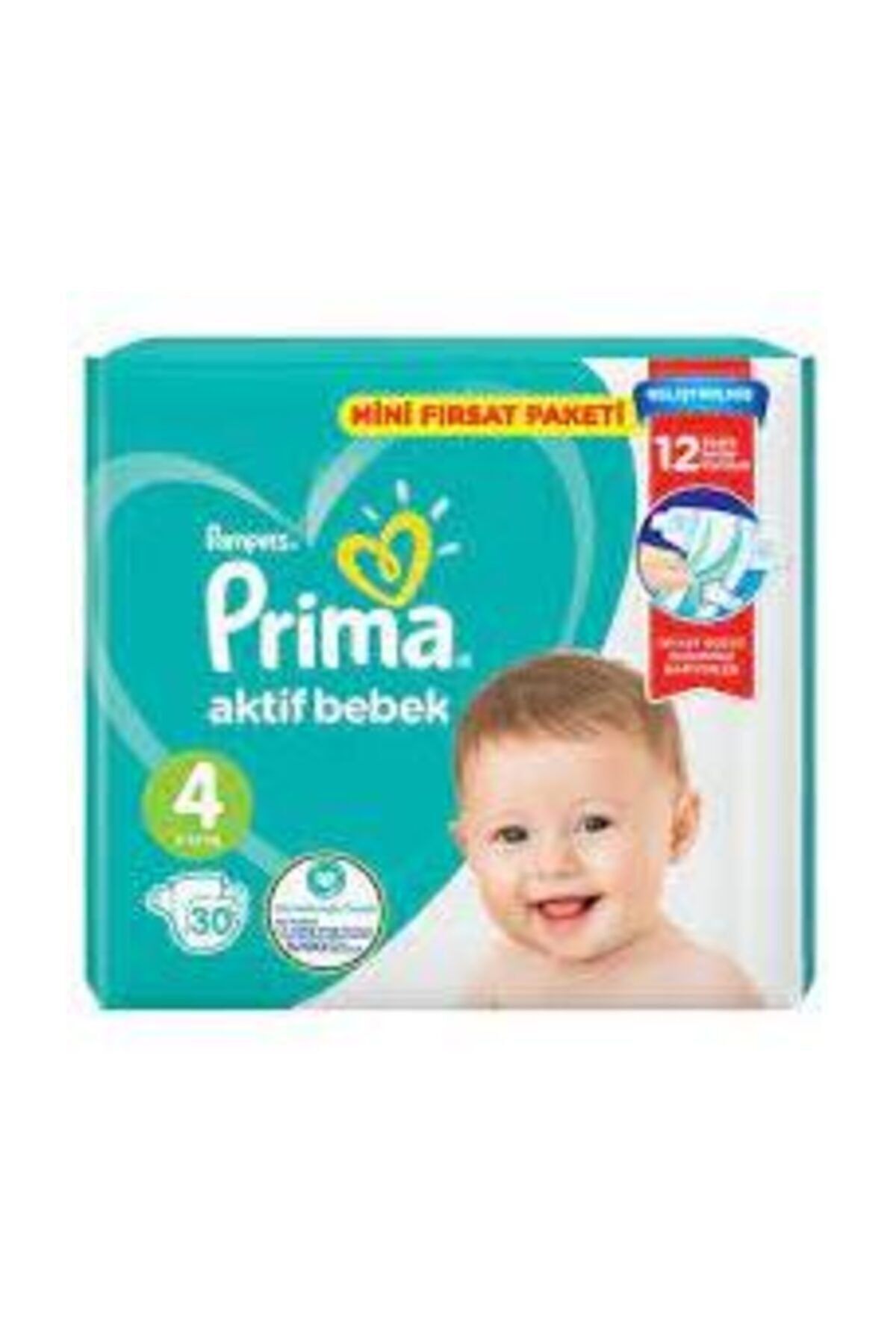 پوشک بچه بسته اکتیو بیبی استاندارد 30 عددی شماره 4 اورجینال Prima