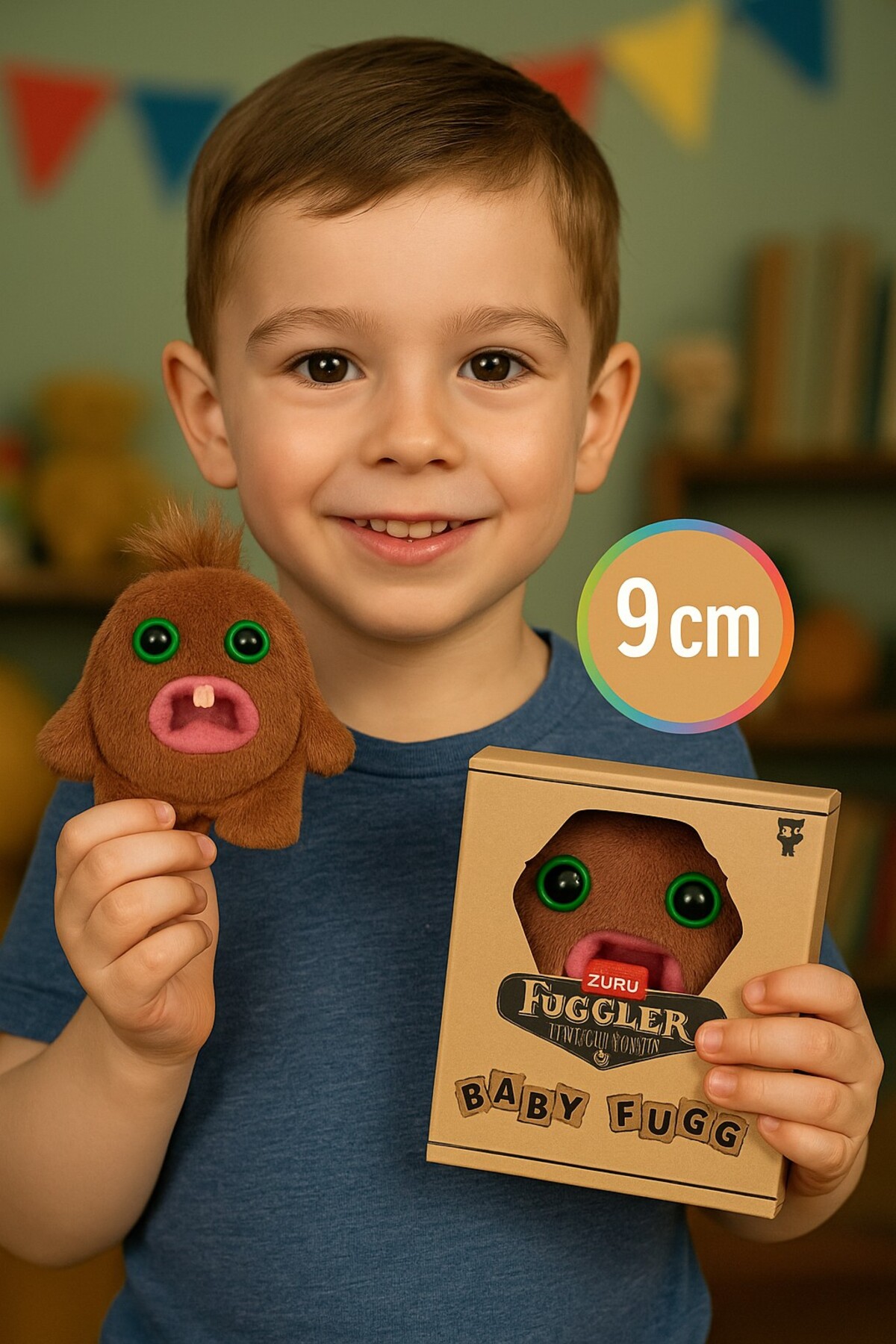 اسباب بازی های پشمی مینی کلکسیونی ZURU FUGGLER BABY FUGGS خنده دار زشت مخمل پرچین گروگ قهوه ای 9 سانتی متر TOYFEST