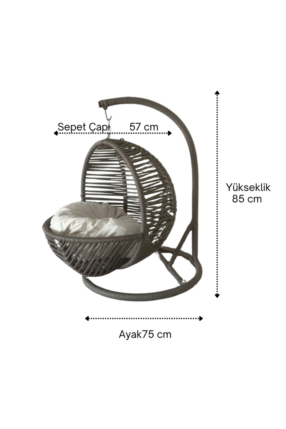 تاب و هموک گربه و سگ پتیکامفورت PettyComfort، مدل Kedisalıncak02، قطر ۵۷ سانتی‌متر، بژ